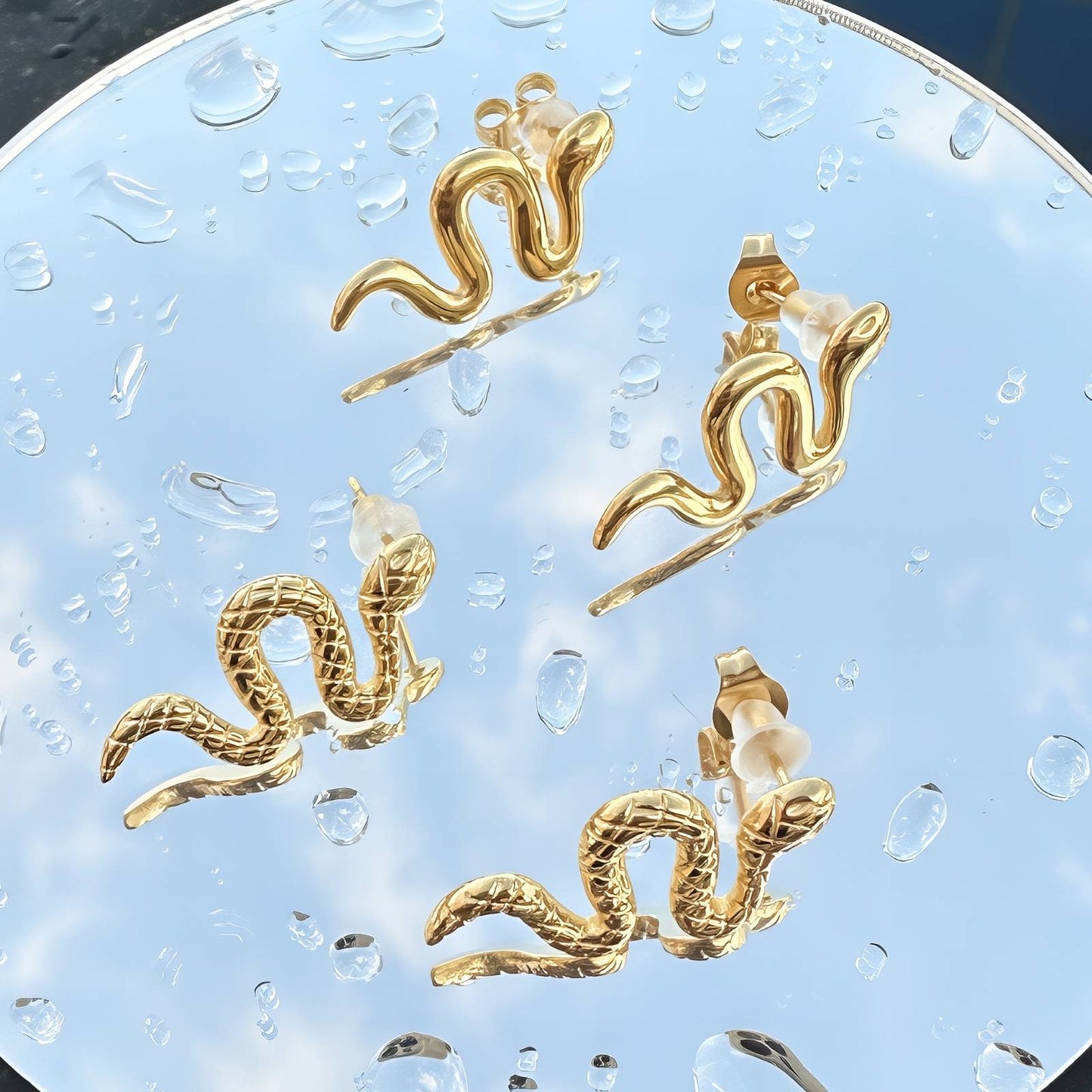 18K gold plated Stainless steel Snakes earrings