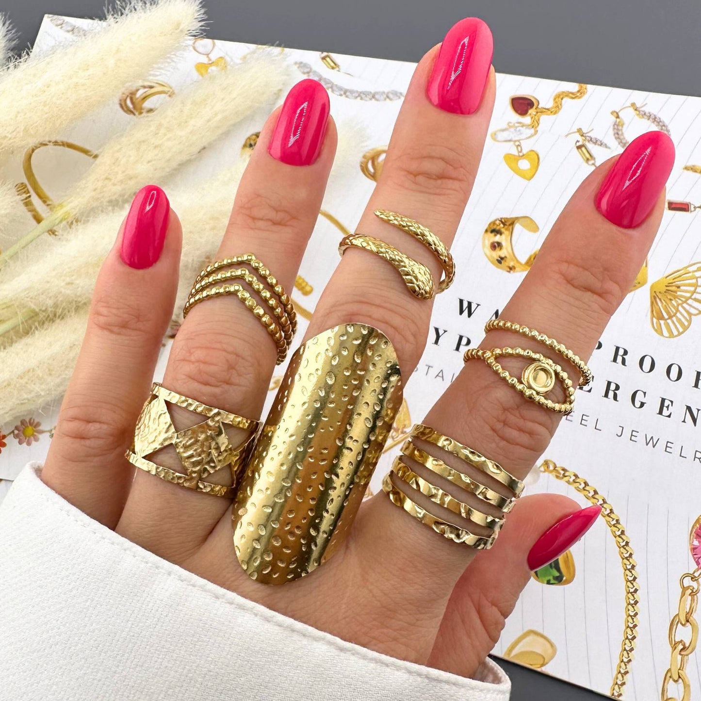 18K gold plated Stainless steel Snake finger ring
