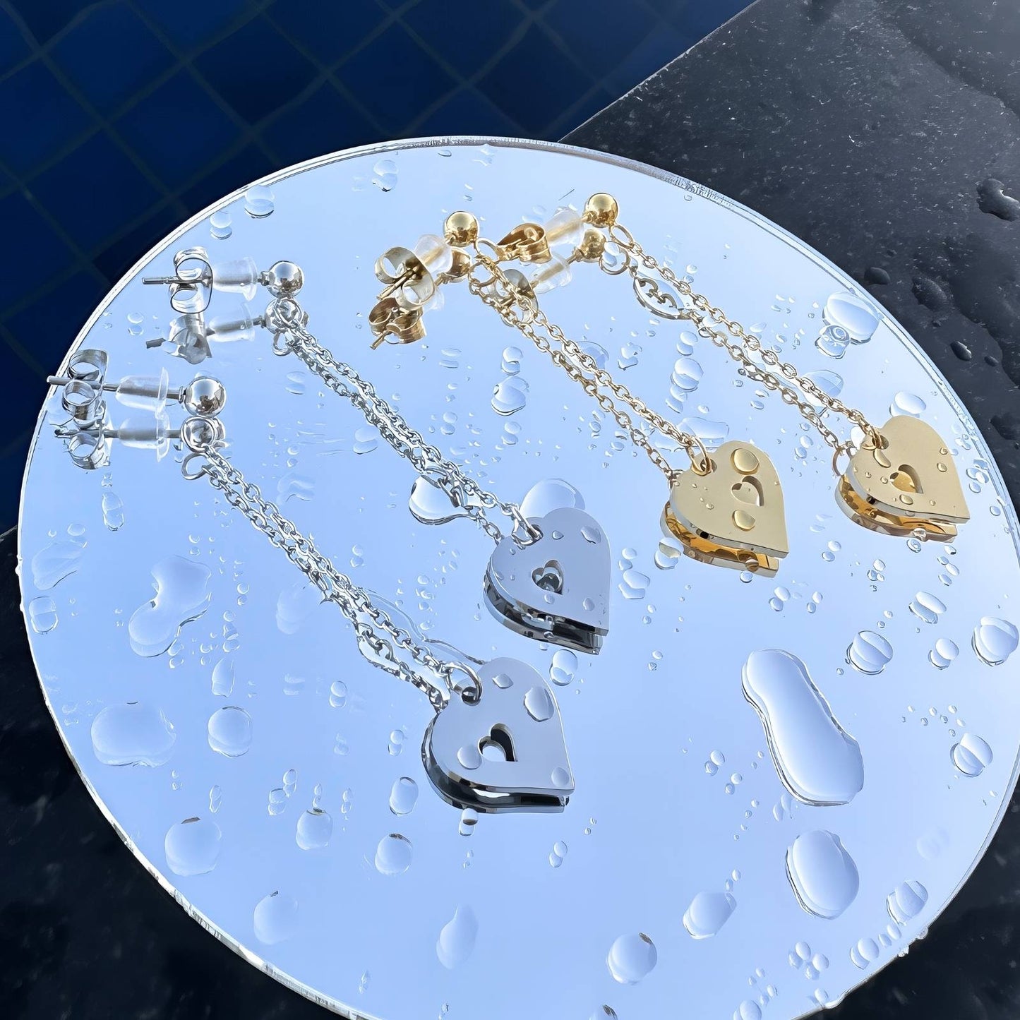 18K gold plated Stainless steel Hearts earrings