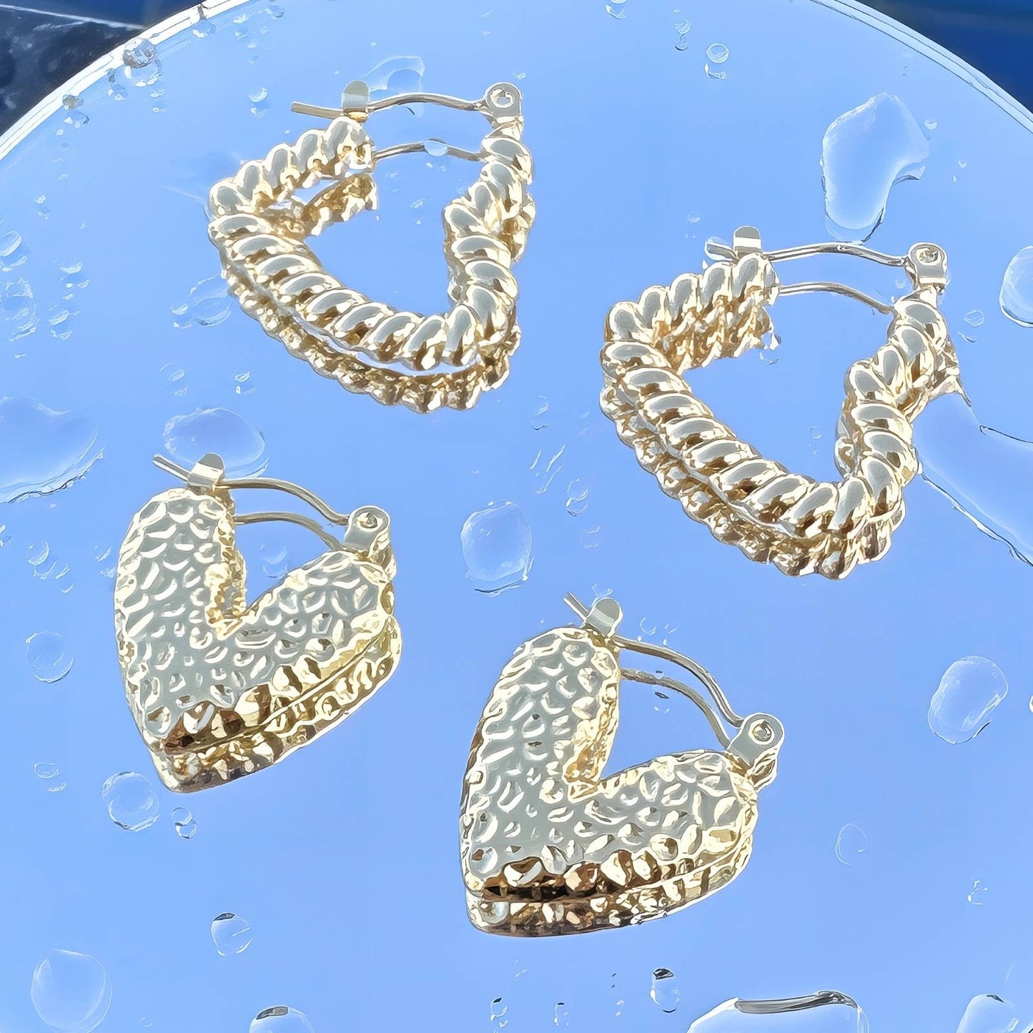 18K gold plated Stainless steel Hearts earrings