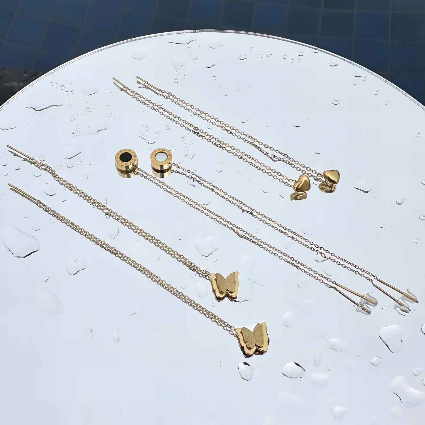 18K gold plated Stainless steel Butterflies earrings