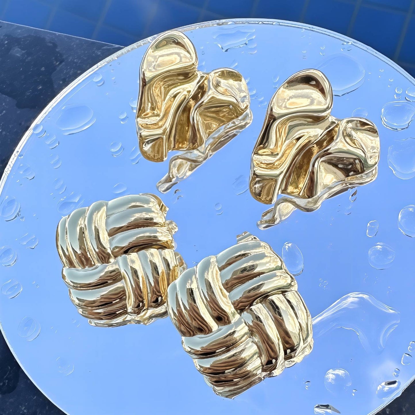 18K gold plated Stainless steel Hearts earrings