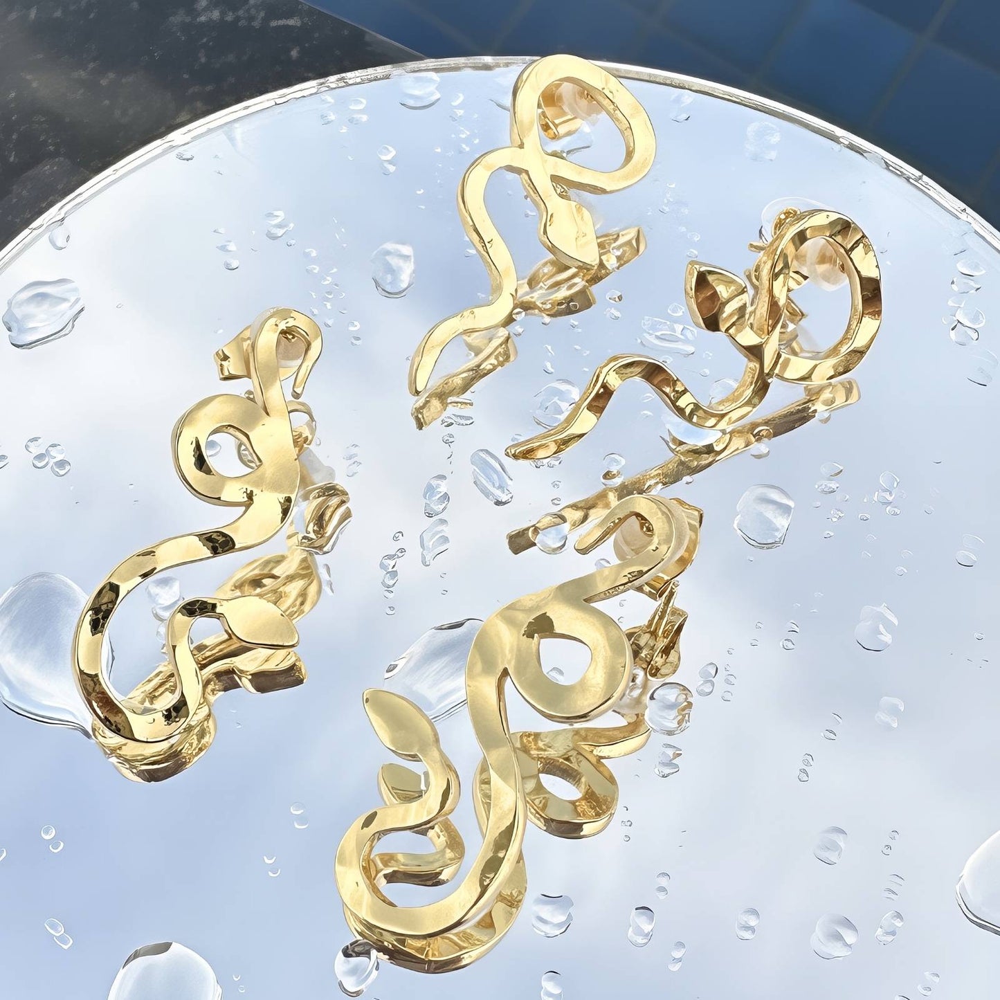 18K gold plated Stainless steel Snakes earrings
