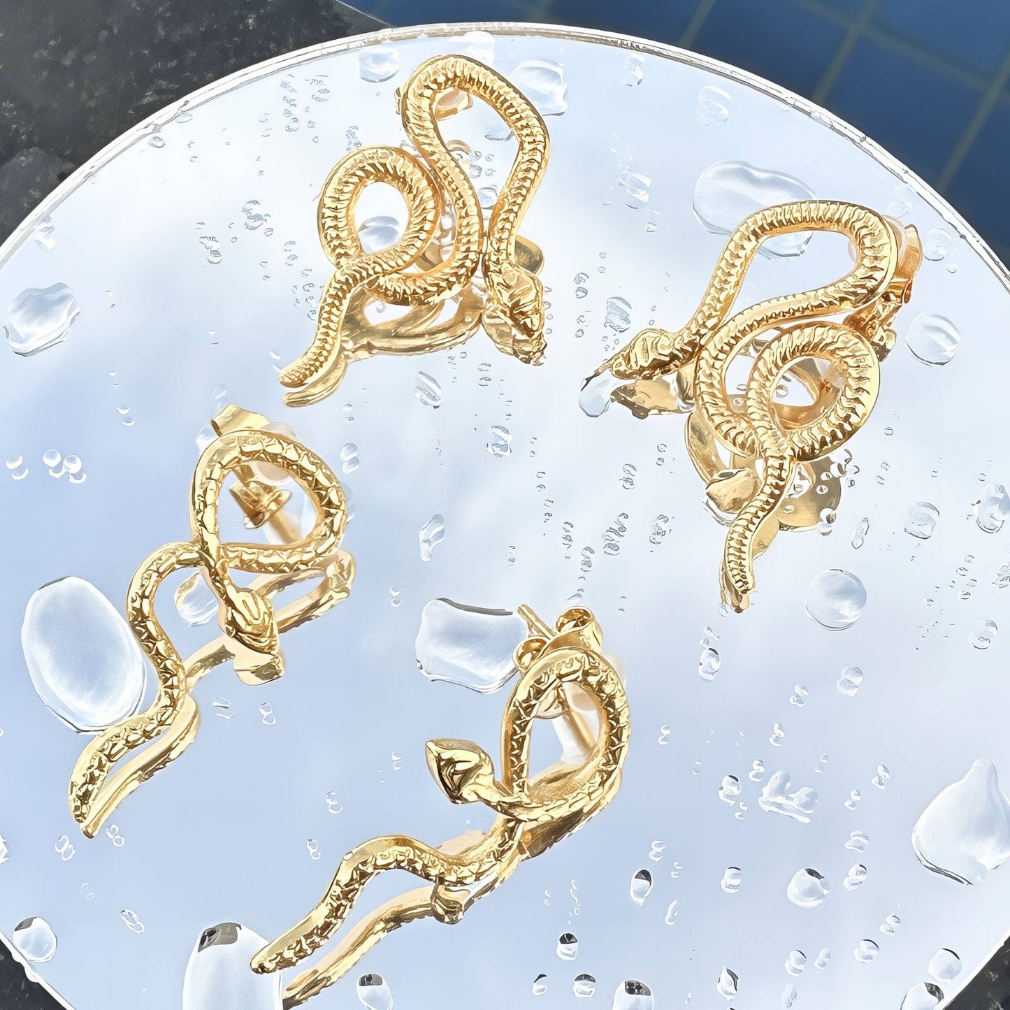 18K gold plated Stainless steel Snakes earrings