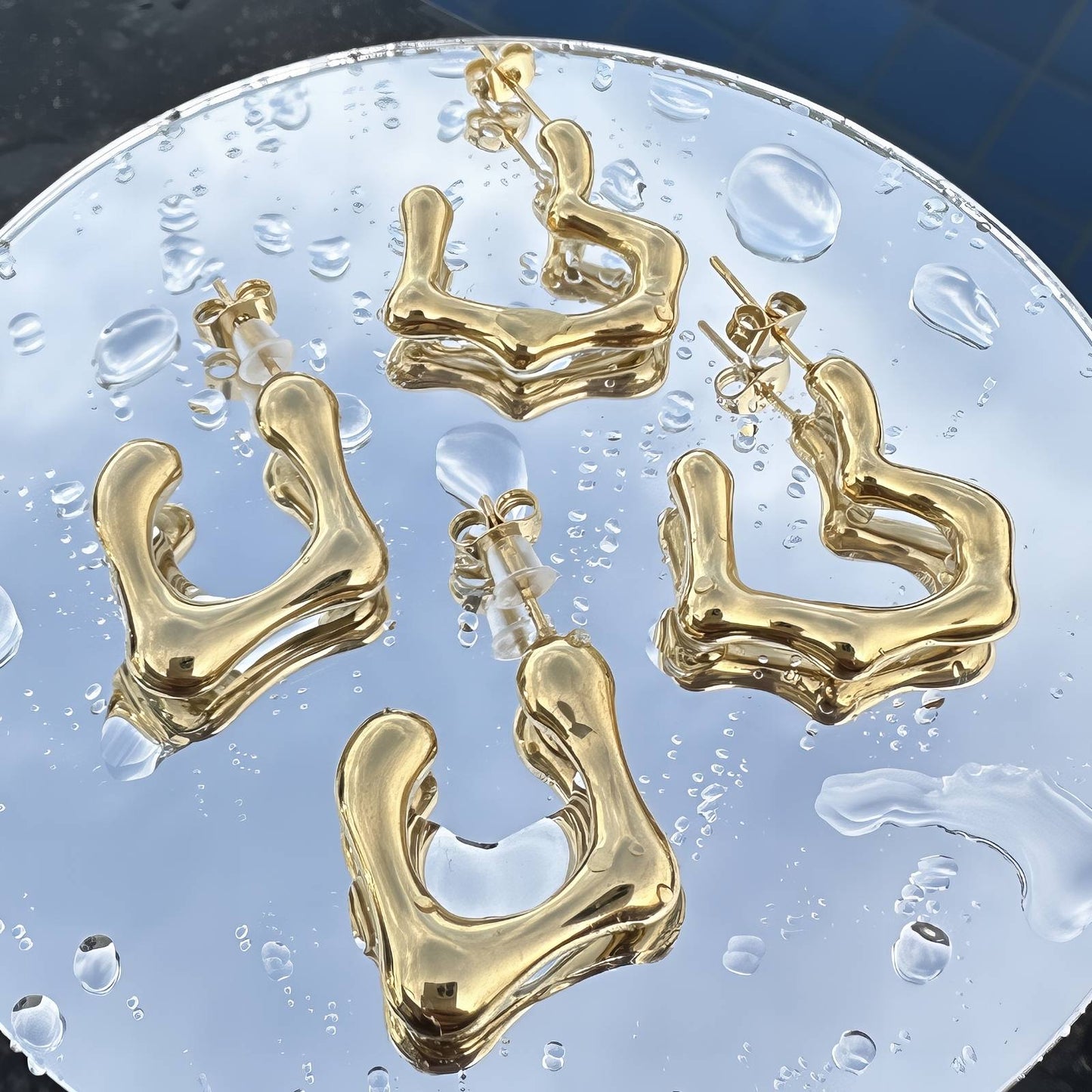 18K gold plated Stainless steel Hearts earrings