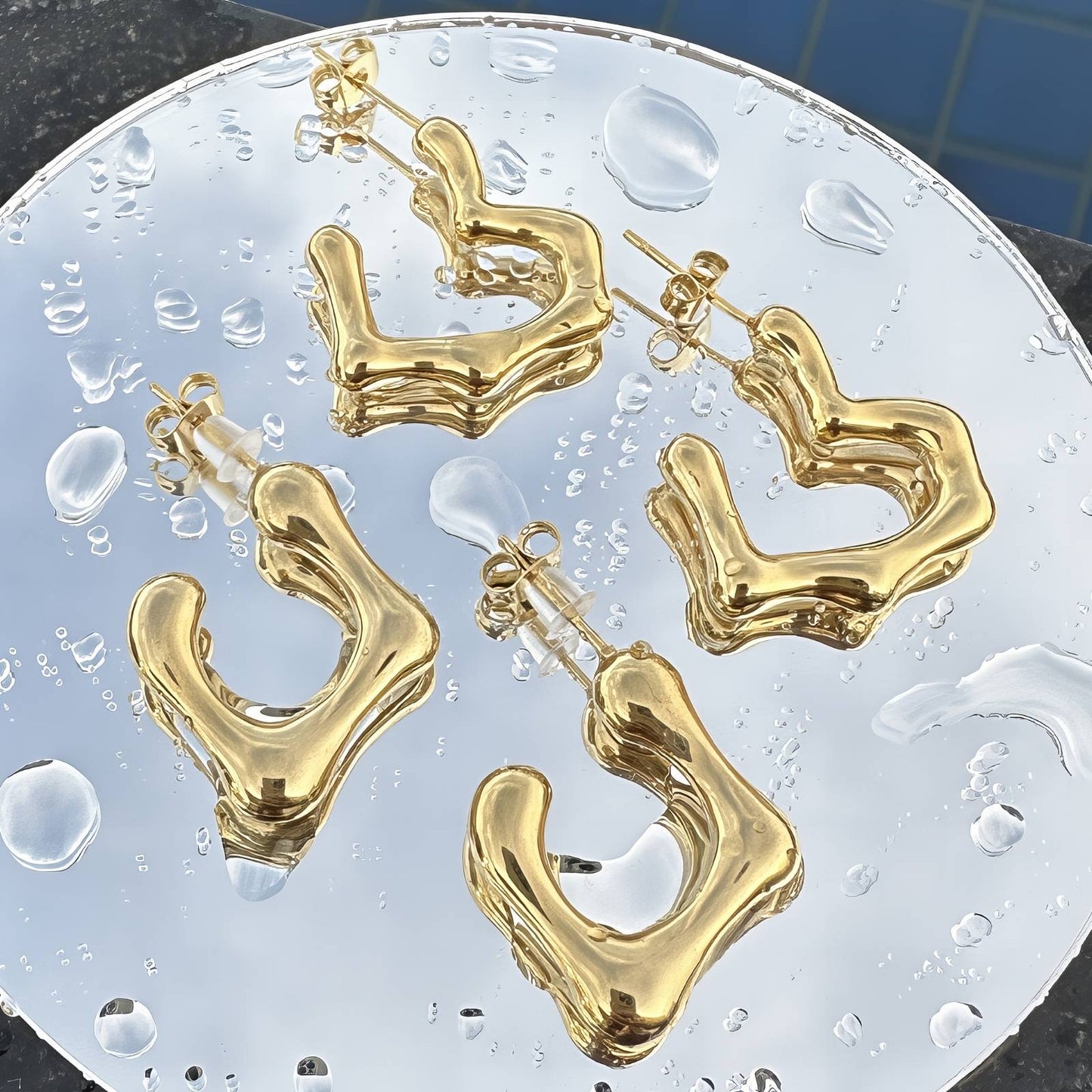 18K gold plated Stainless steel Hearts earrings