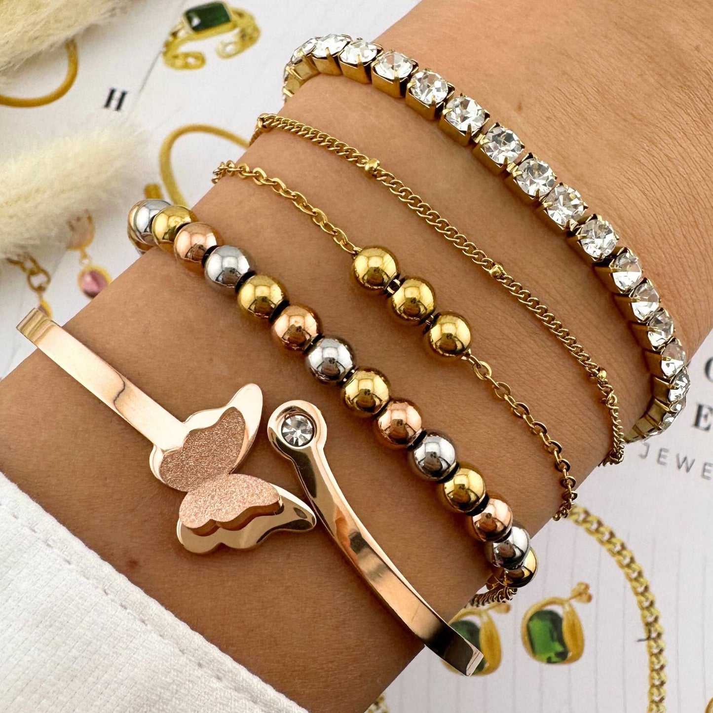 18K gold plated Stainless steel Butterfly bracelet