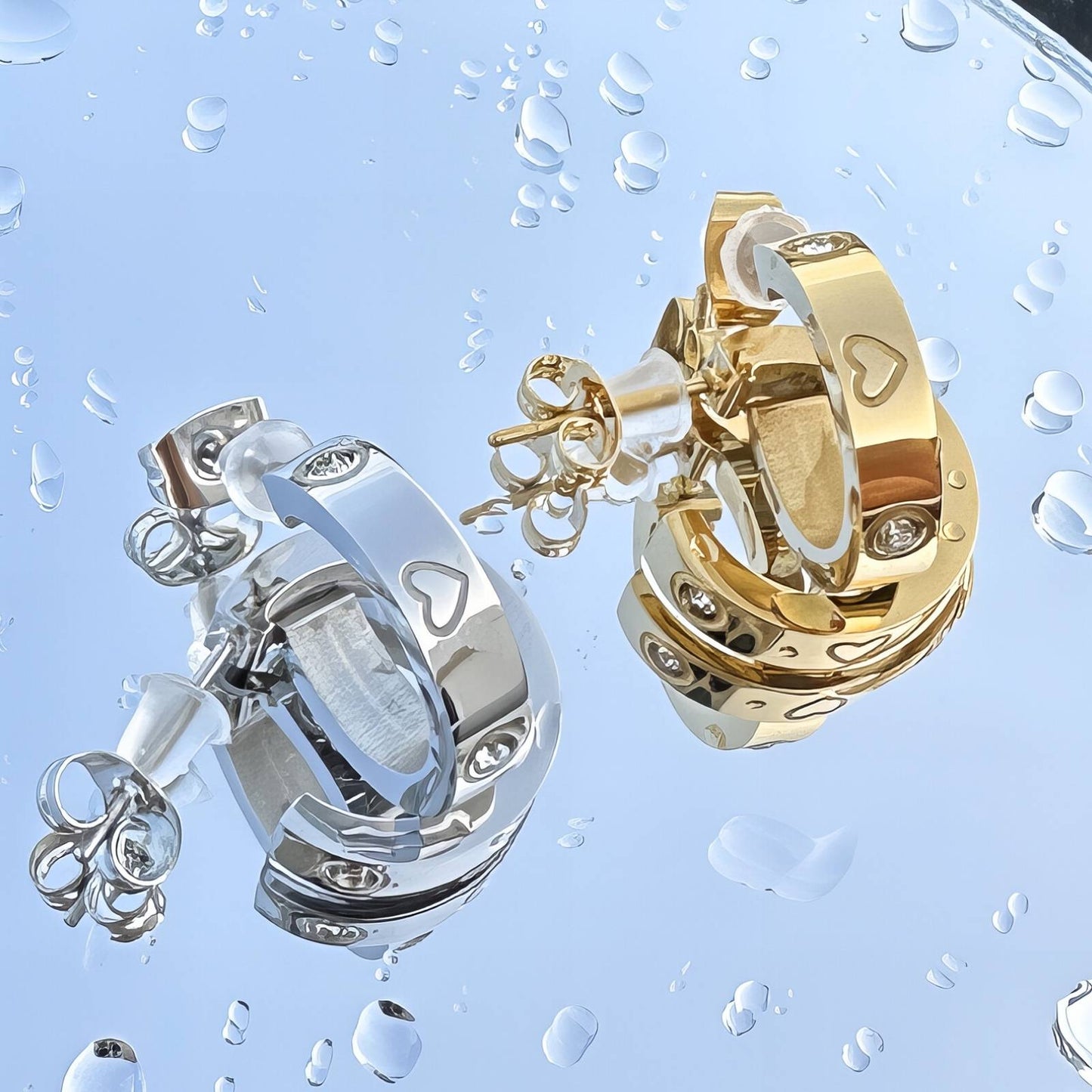 18K gold plated Stainless steel Hearts earrings