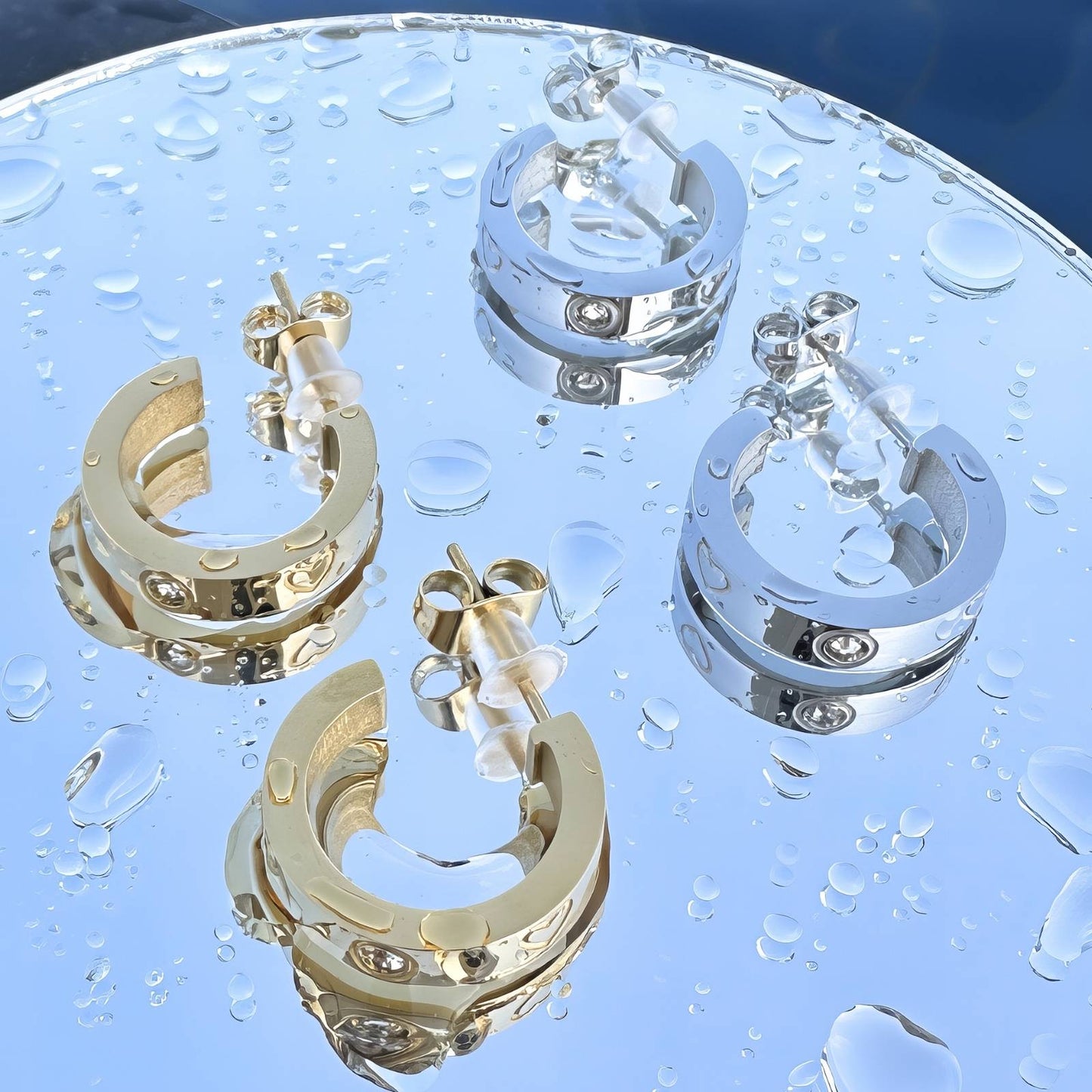18K gold plated Stainless steel Hearts earrings