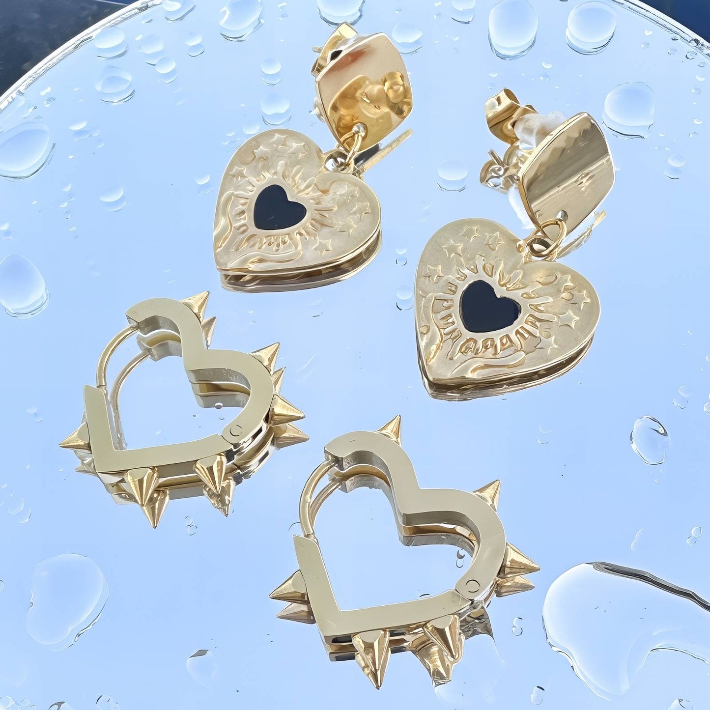 18K gold plated Stainless steel Heart earrings