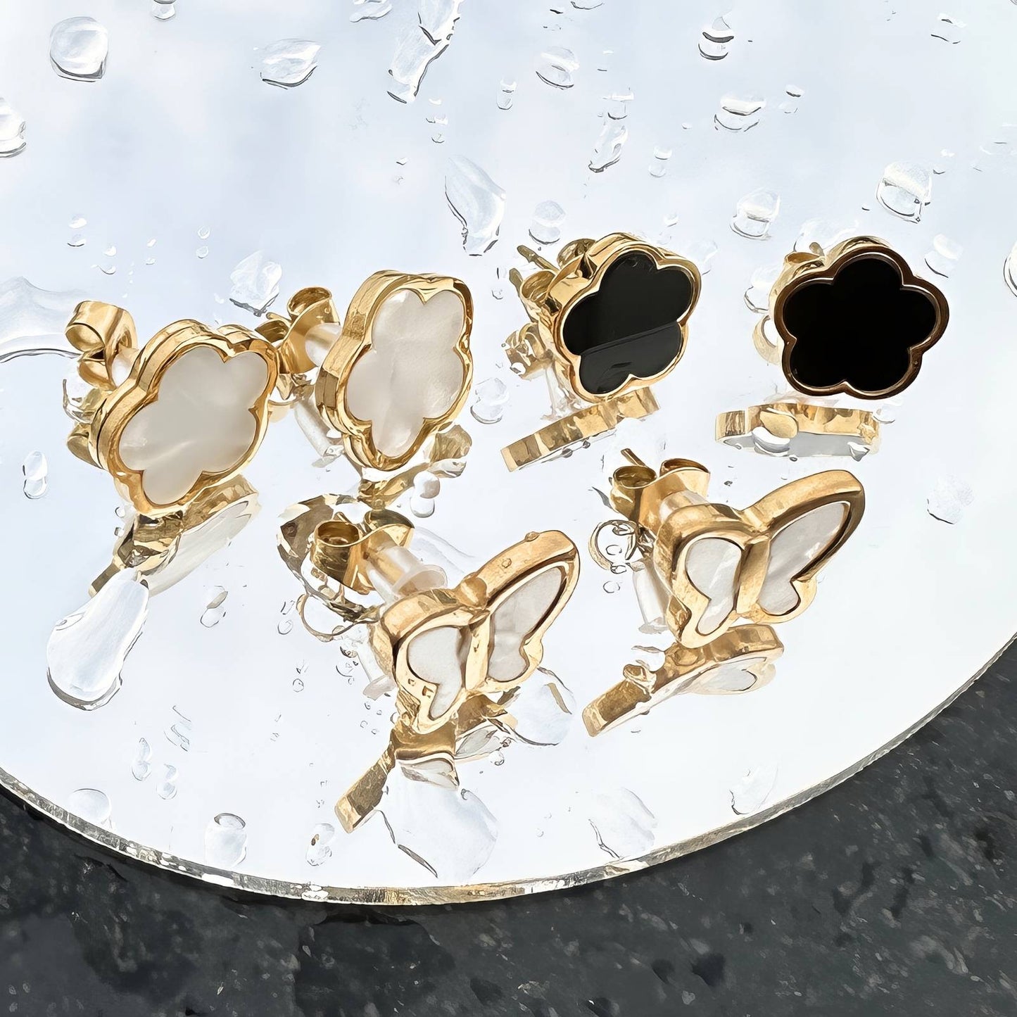 18K gold plated Stainless steel Flowers earrings