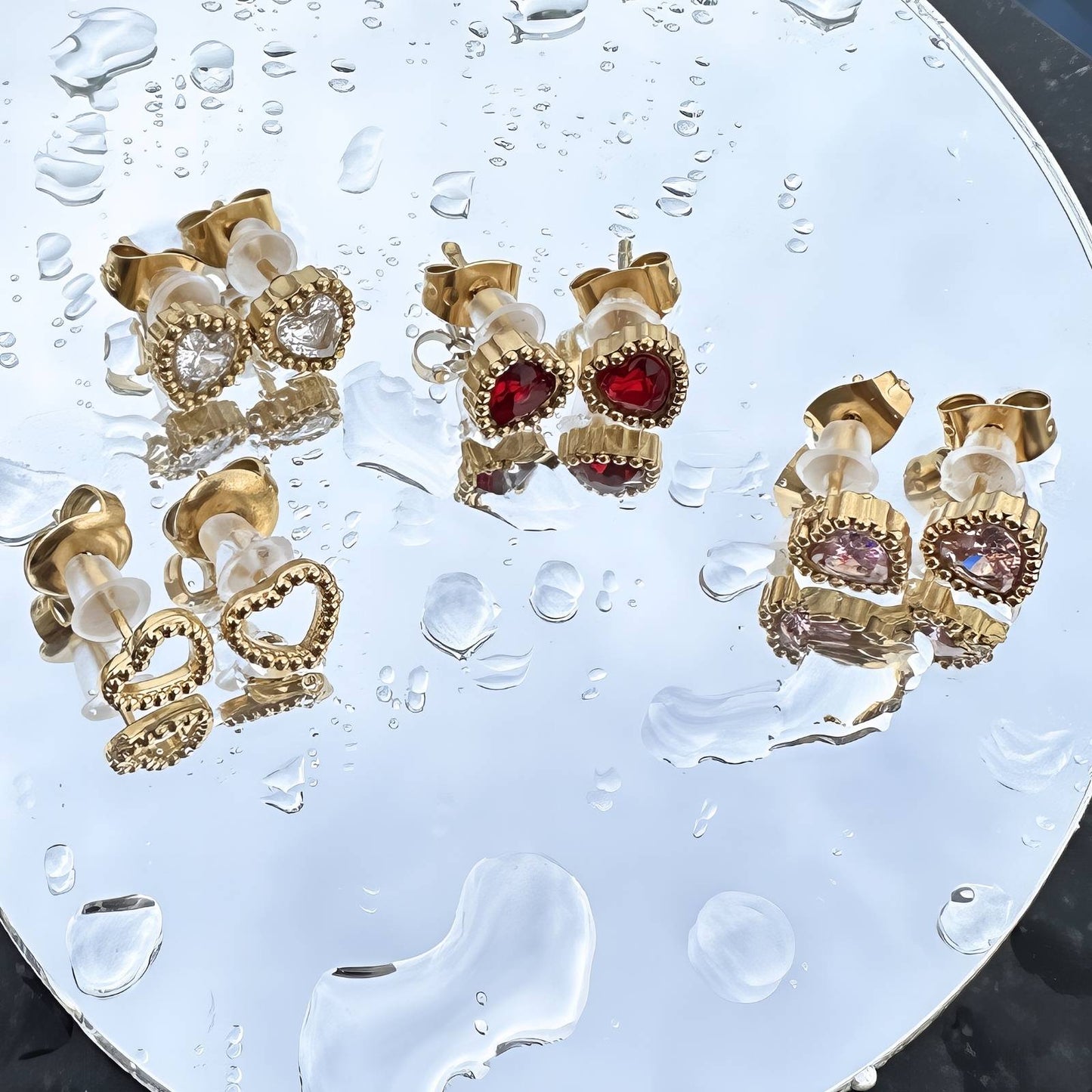 18K gold plated Stainless steel Hearts earrings