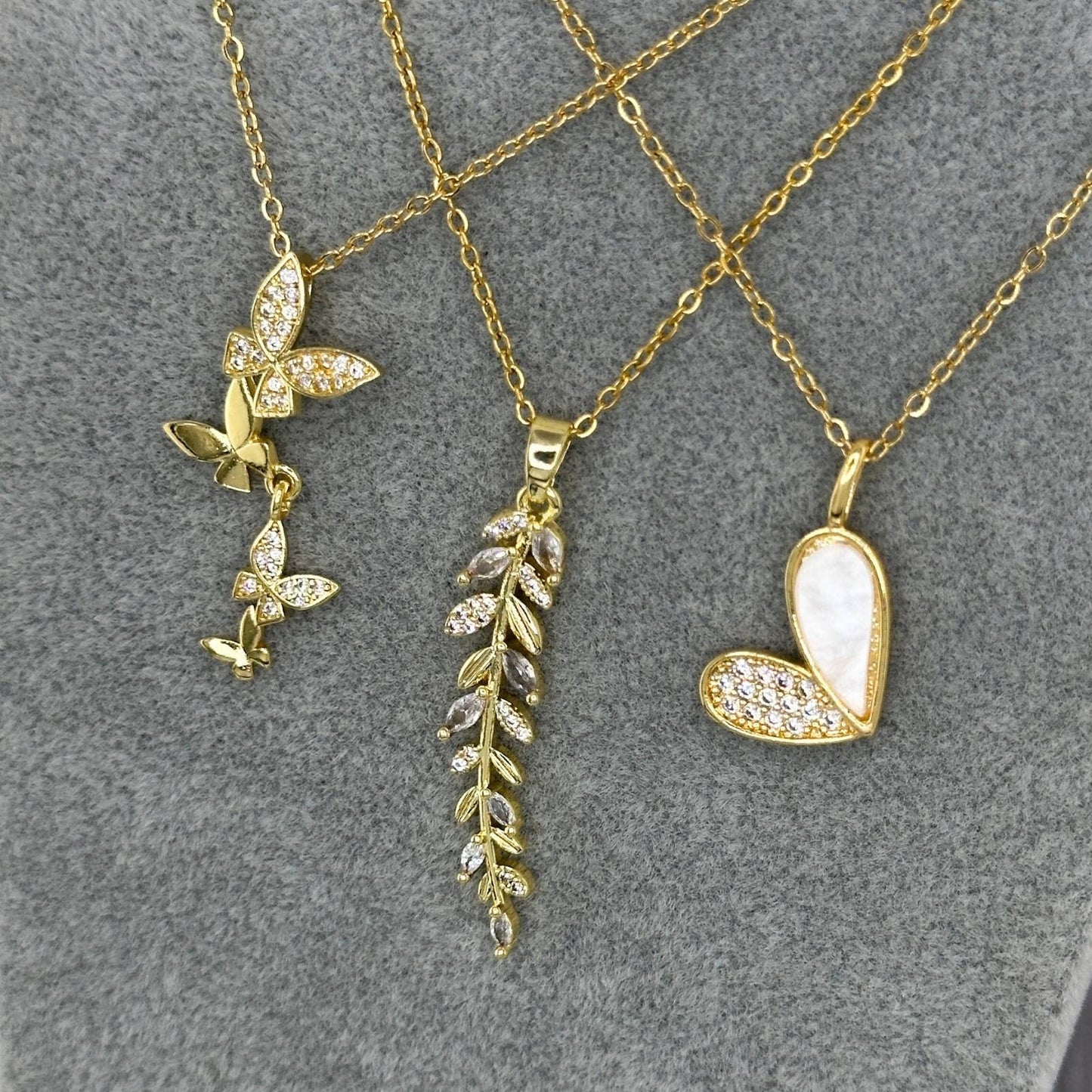 18K gold plated Stainless steel Leafs necklace