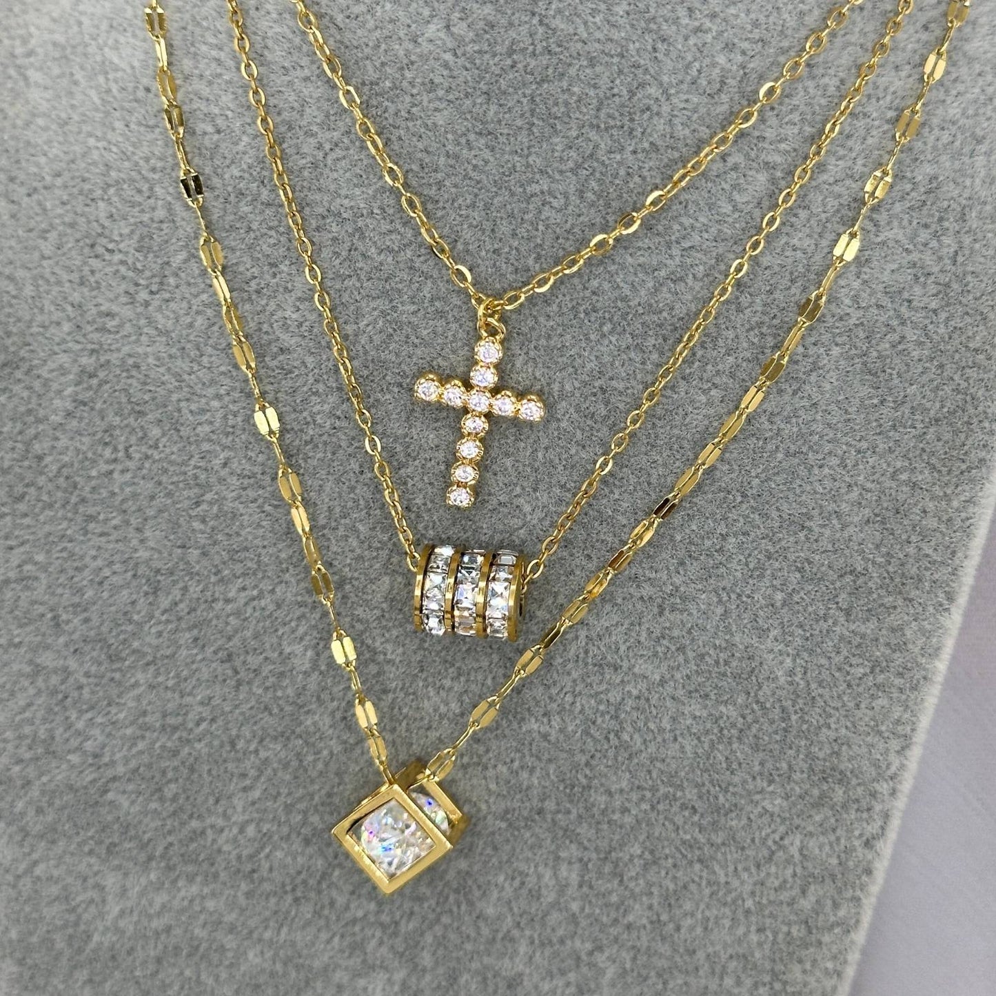 18K gold plated Stainless steel Crosses necklace
