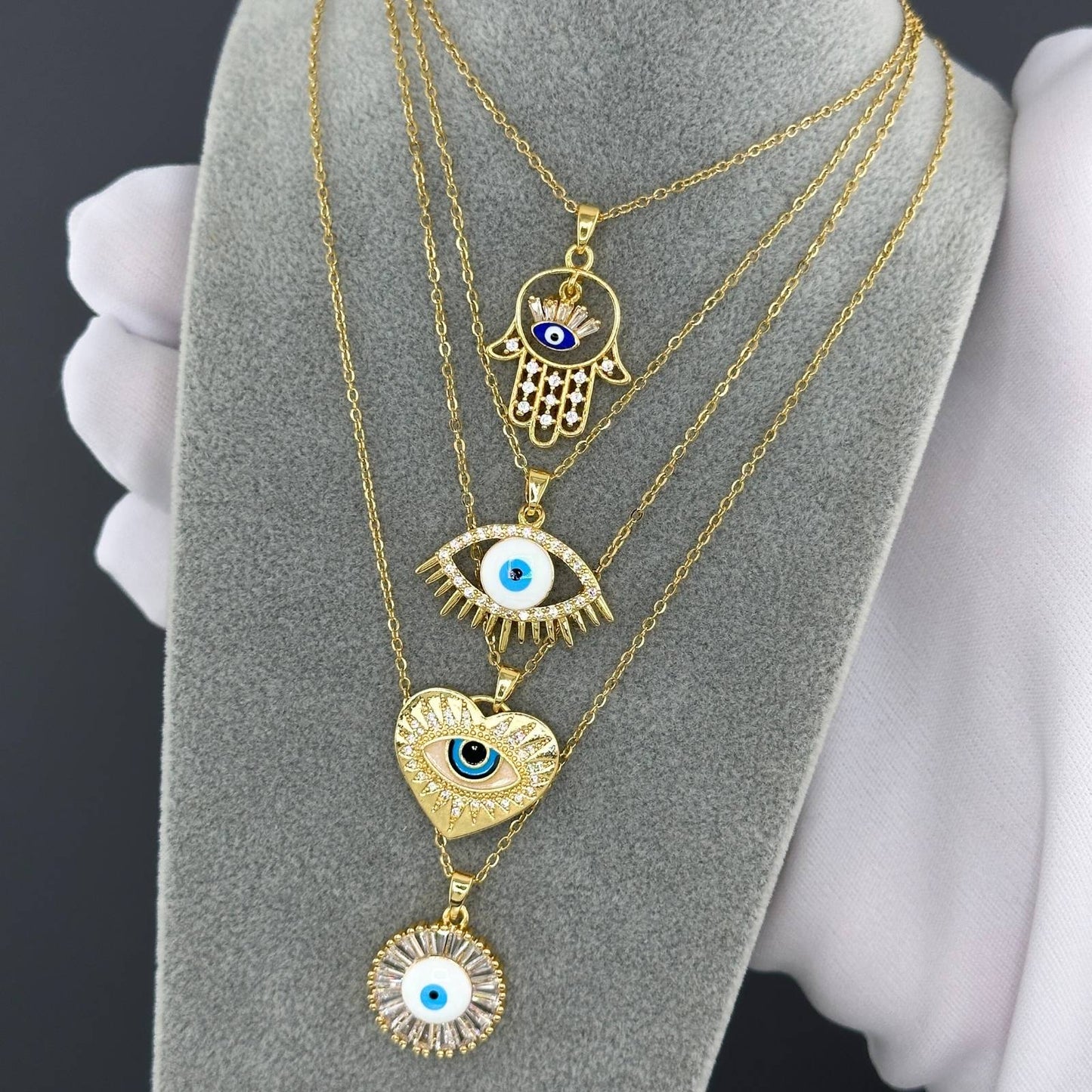 18K gold plated Stainless steel evil eye necklace