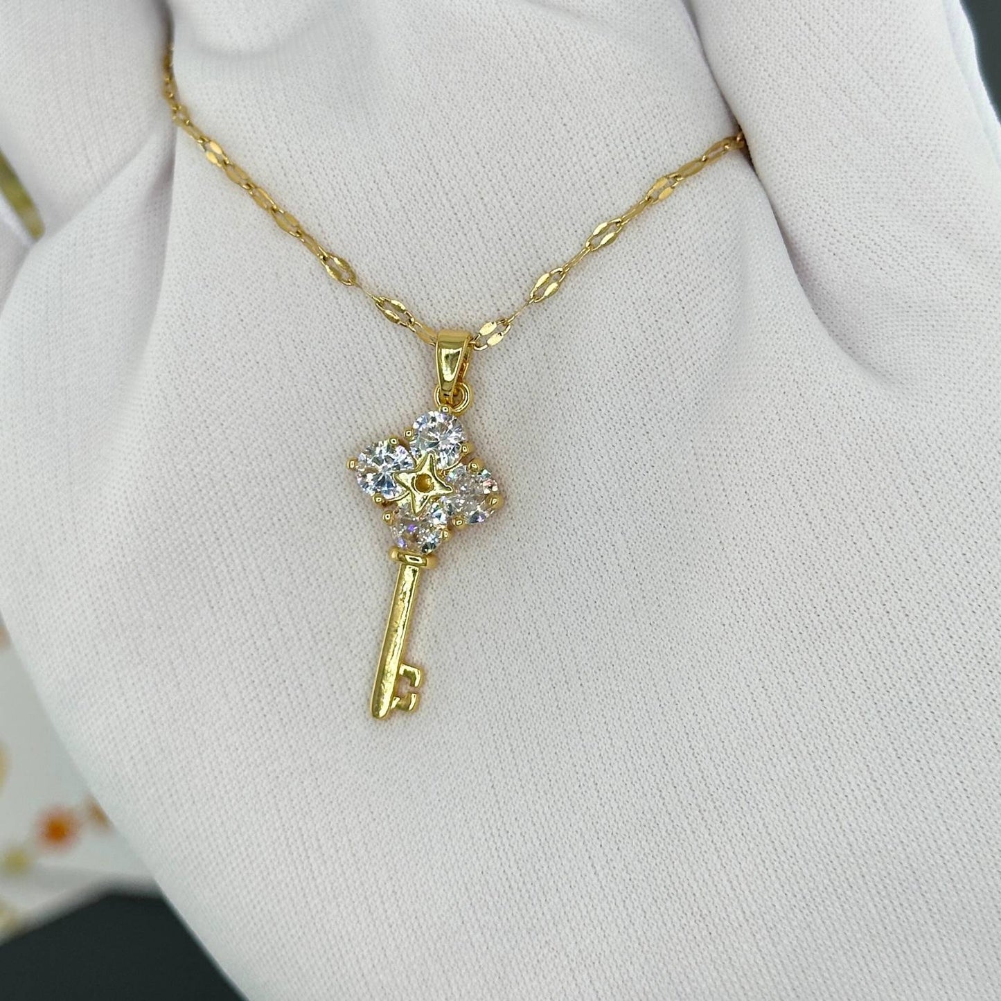 18K gold plated Stainless steel Key necklace