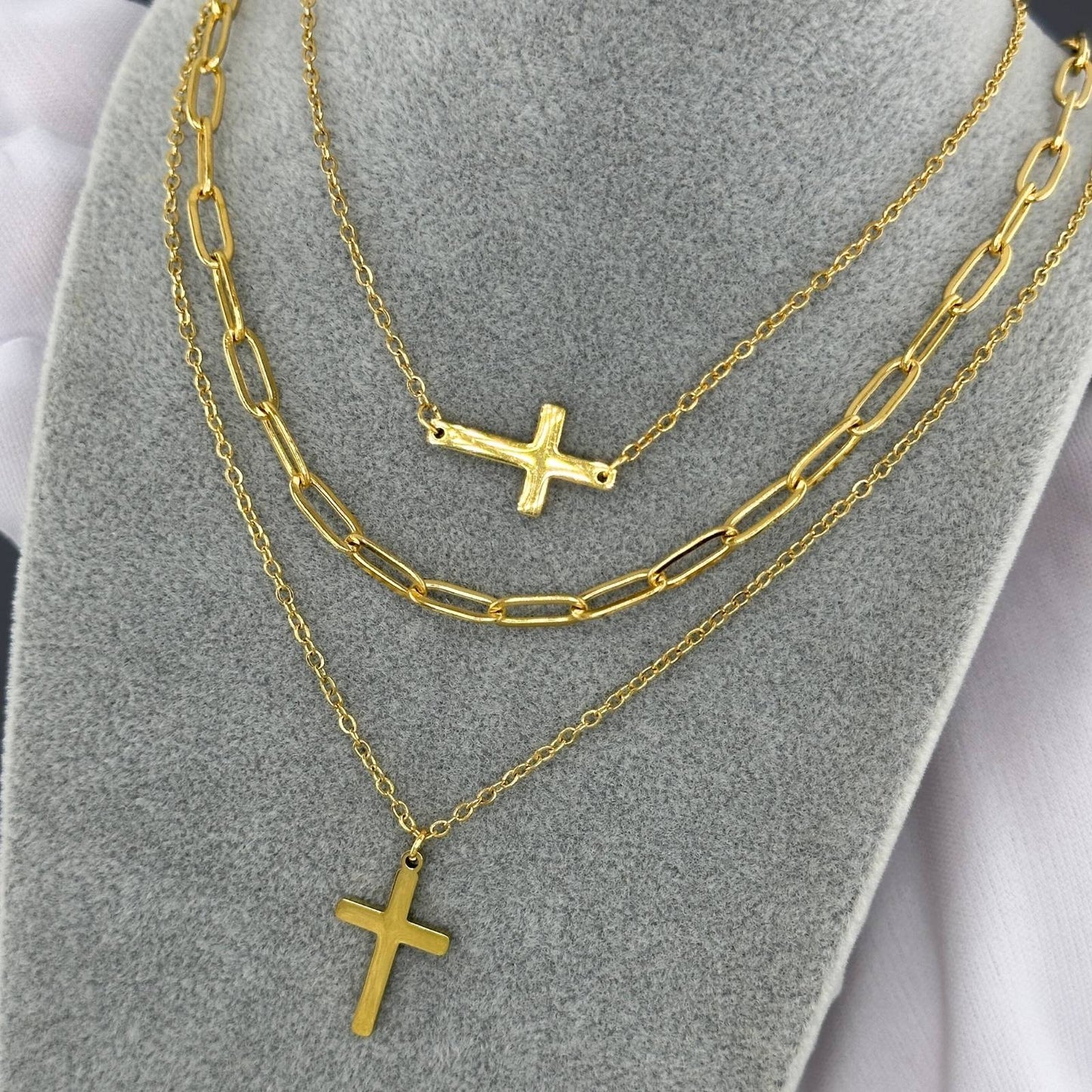 18K gold plated Stainless steel Crosses necklace