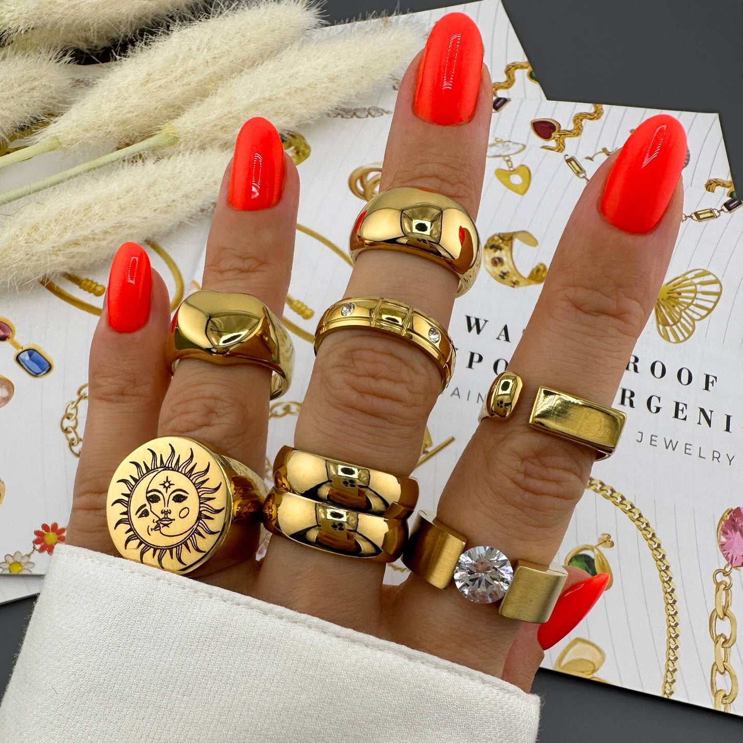 18K gold plated Stainless steel Heart finger ring