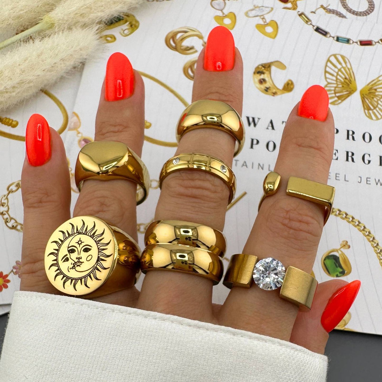 18K gold plated Stainless steel Heart finger ring
