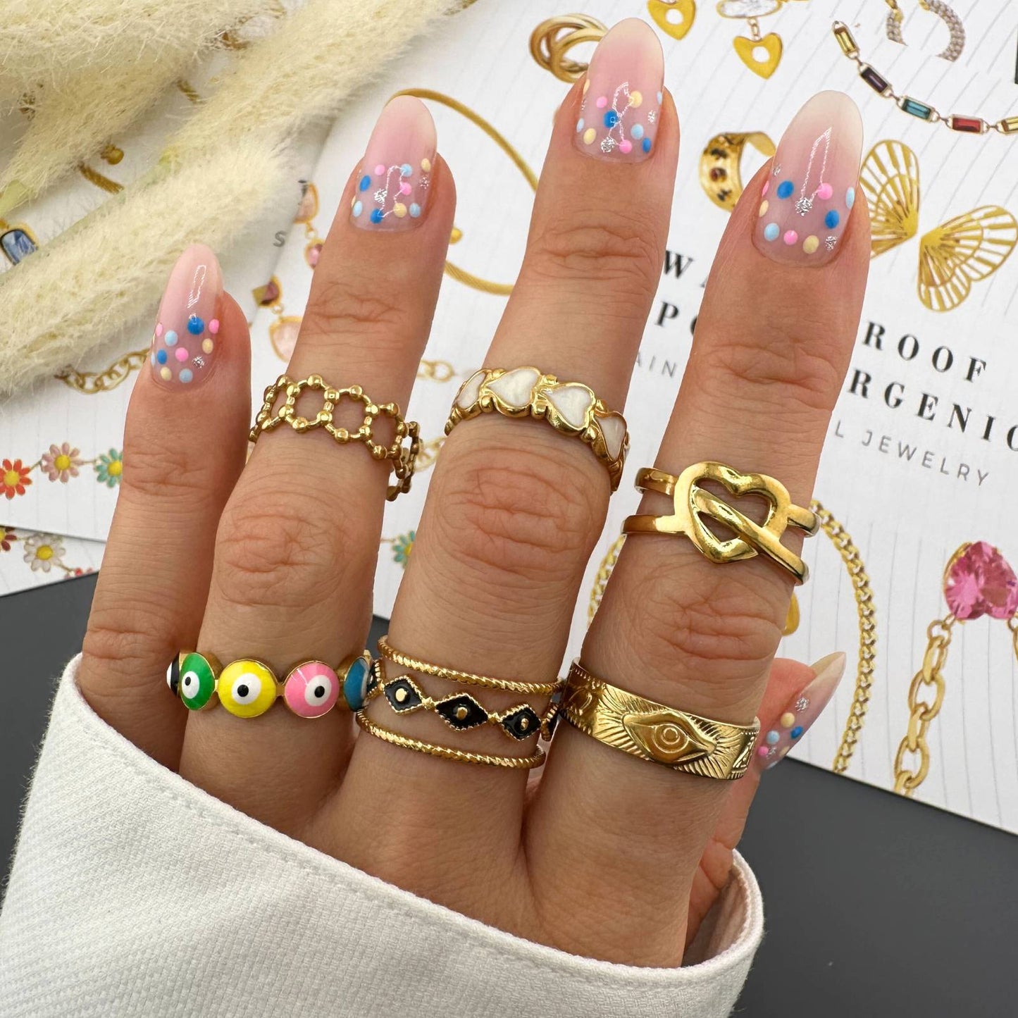 18K gold plated Stainless steel Heart finger ring