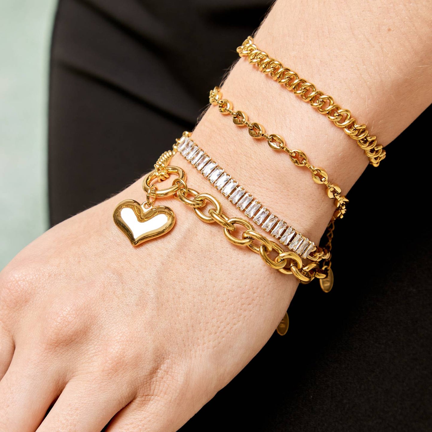 18K gold plated Stainless steel Heart bracelet