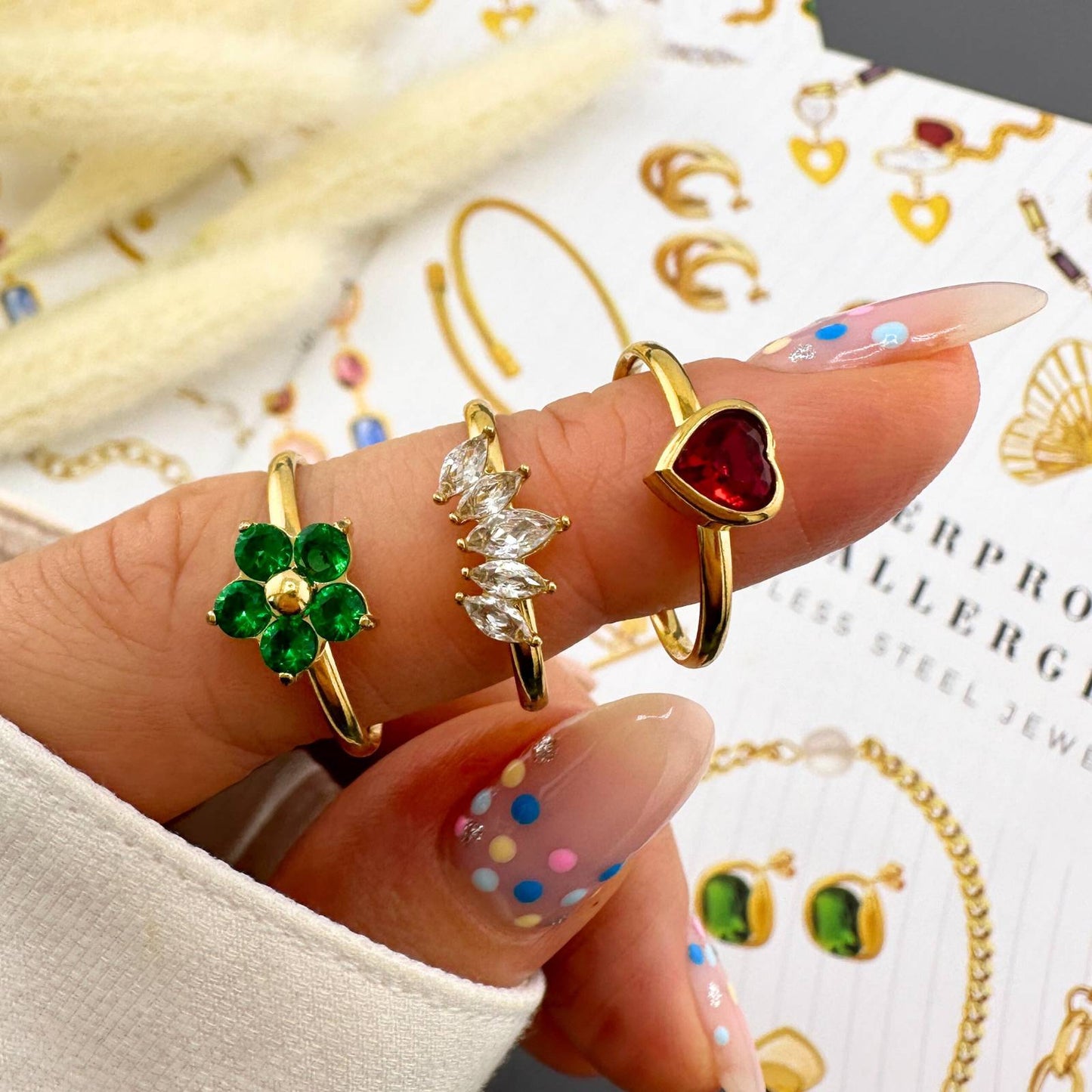 18K gold plated Stainless steel Heart finger ring
