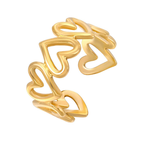 18K gold plated Stainless steel Hearts finger ring