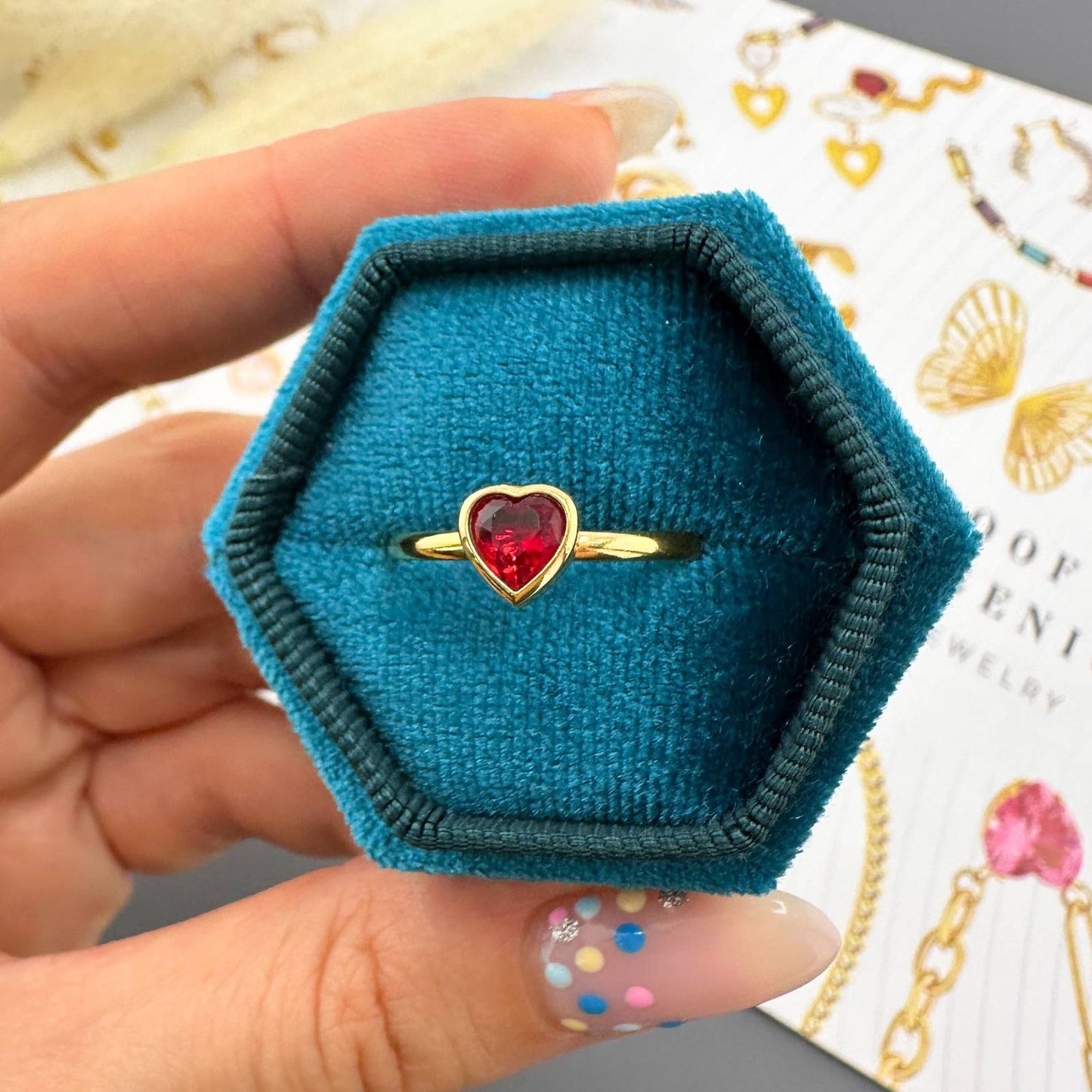 18K gold plated Stainless steel Heart finger ring