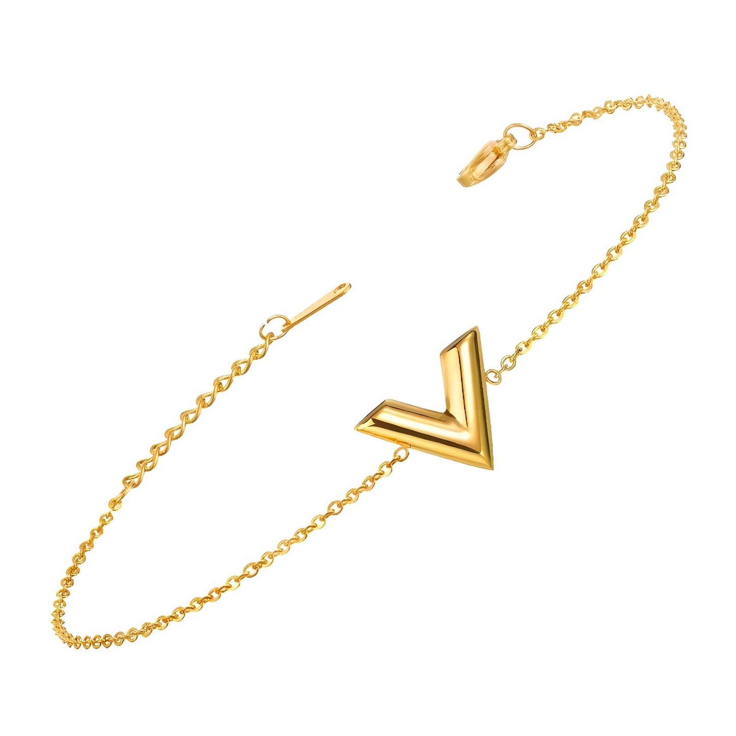 18K gold plated Stainless steel Letter V bracelet