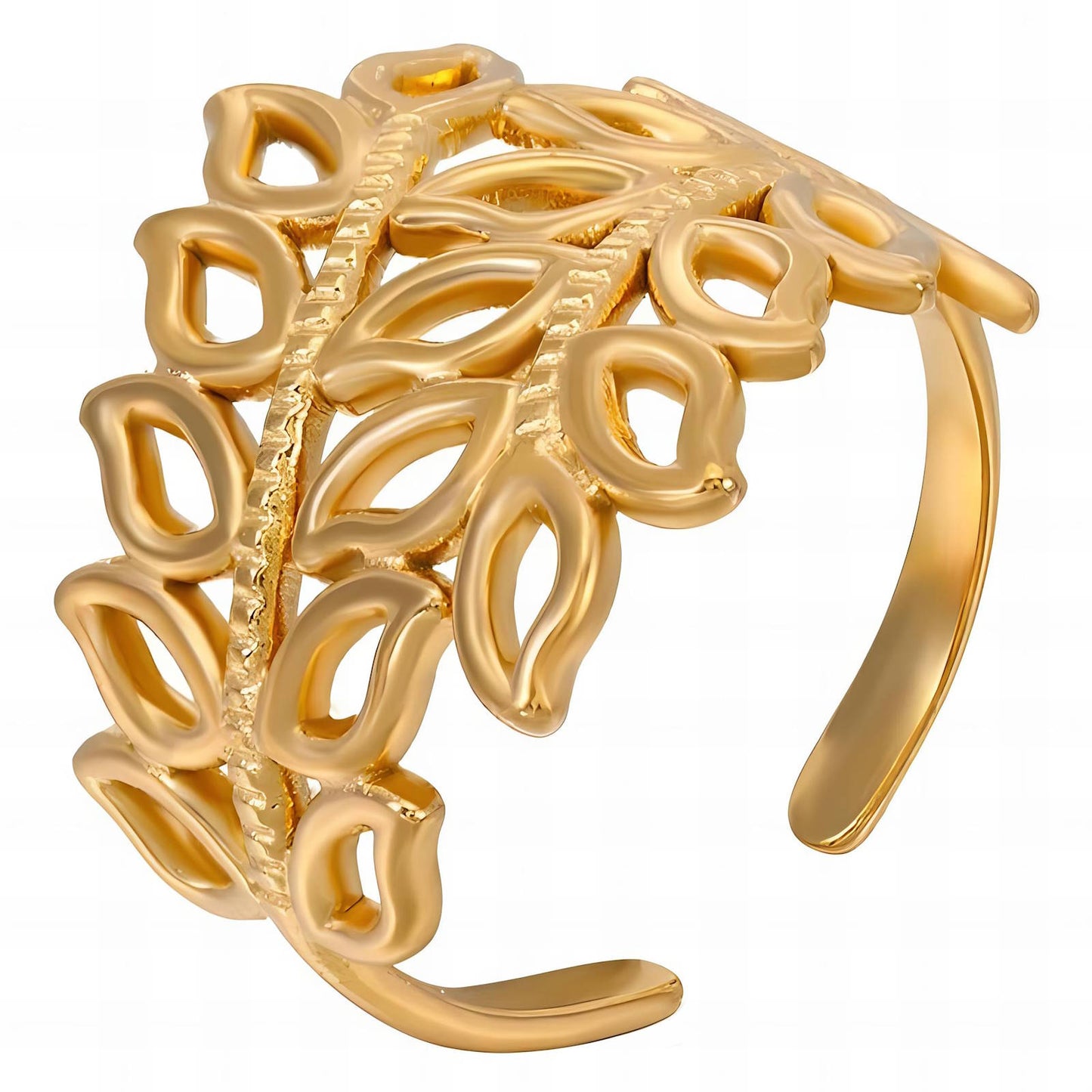 18K gold plated Stainless steel Leafs finger ring