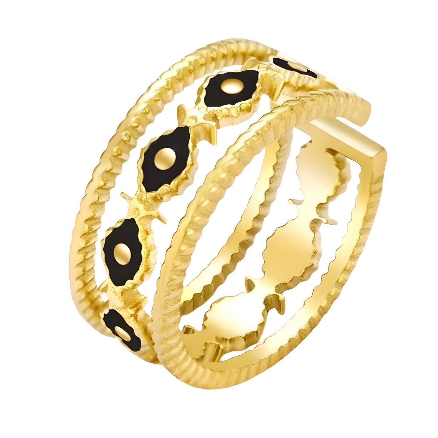 18K gold plated Stainless steel Evil Eyes finger ring