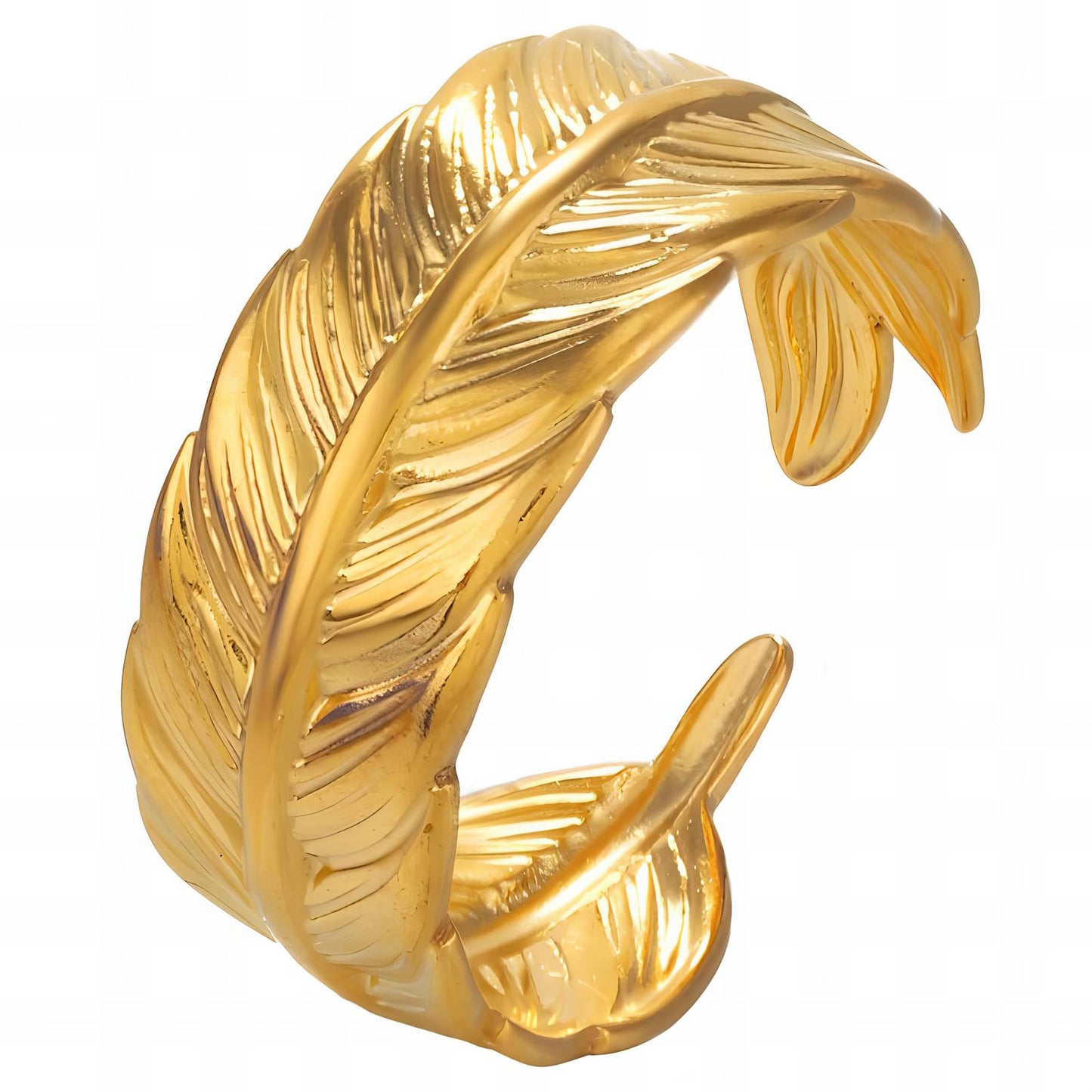 18K gold plated Stainless steel Leafs finger ring