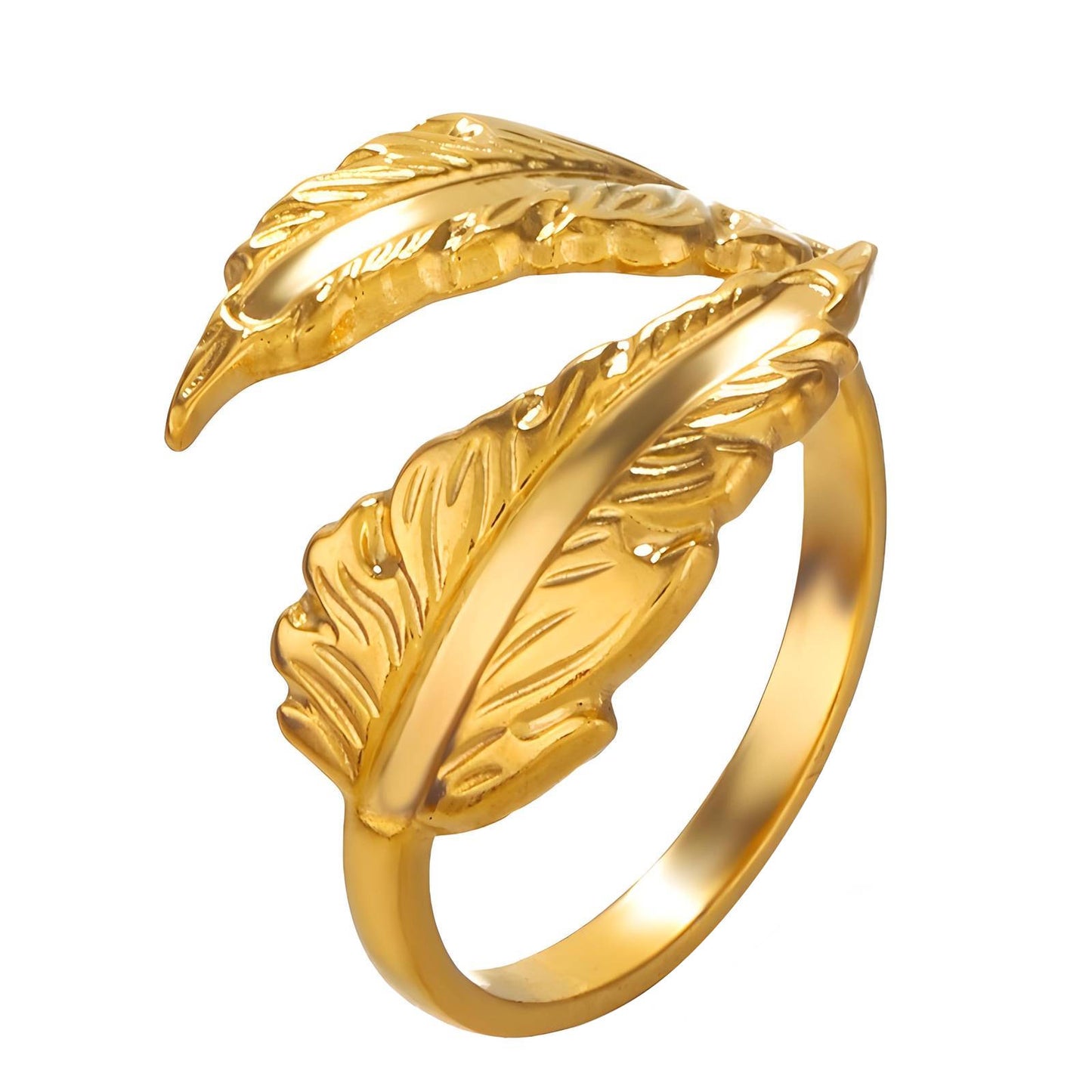 18K gold plated Stainless steel Leafs finger ring