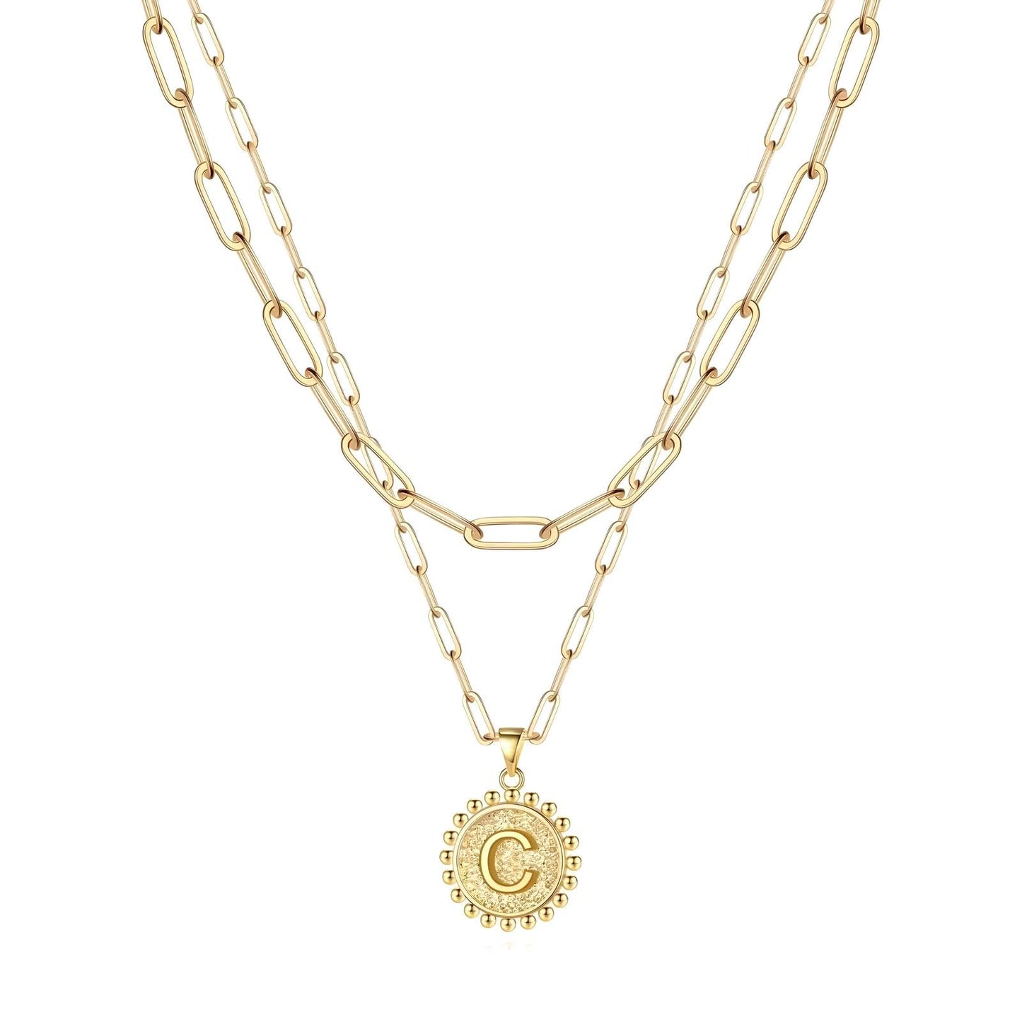 18K gold plated Stainless steel Letter C necklace