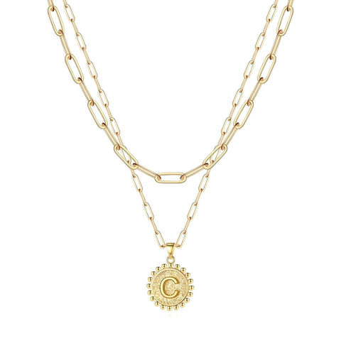 18K gold plated Stainless steel Letter C necklace