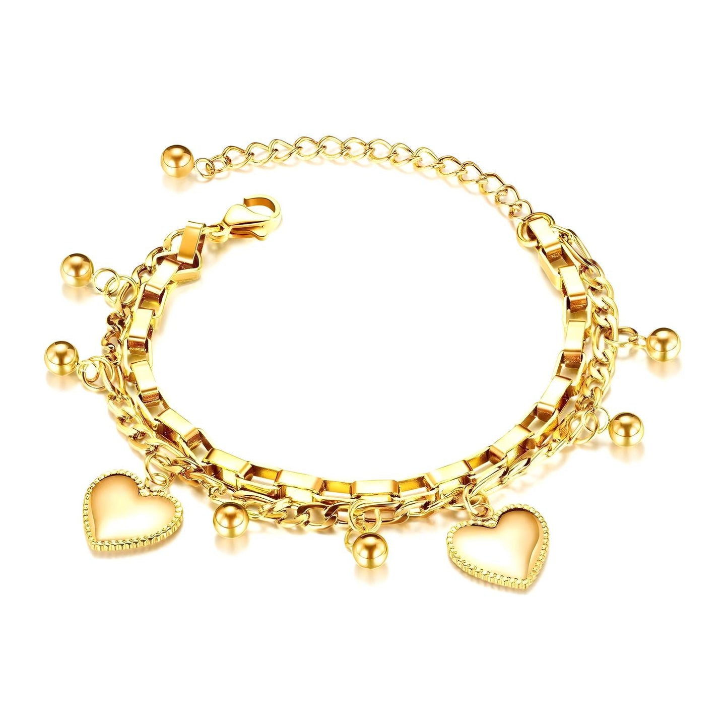 18K gold plated Stainless steel Hearts bracelet
