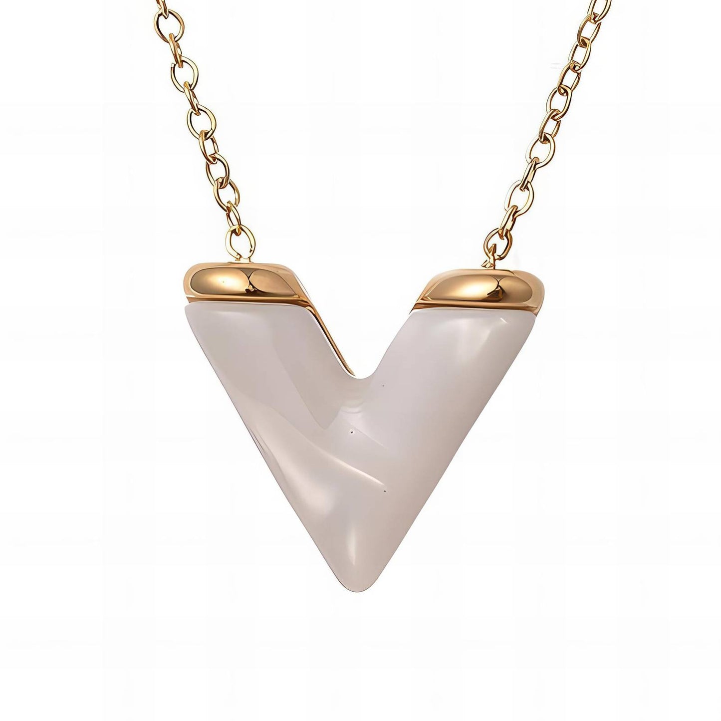 18K gold plated Stainless steel Letter V necklace