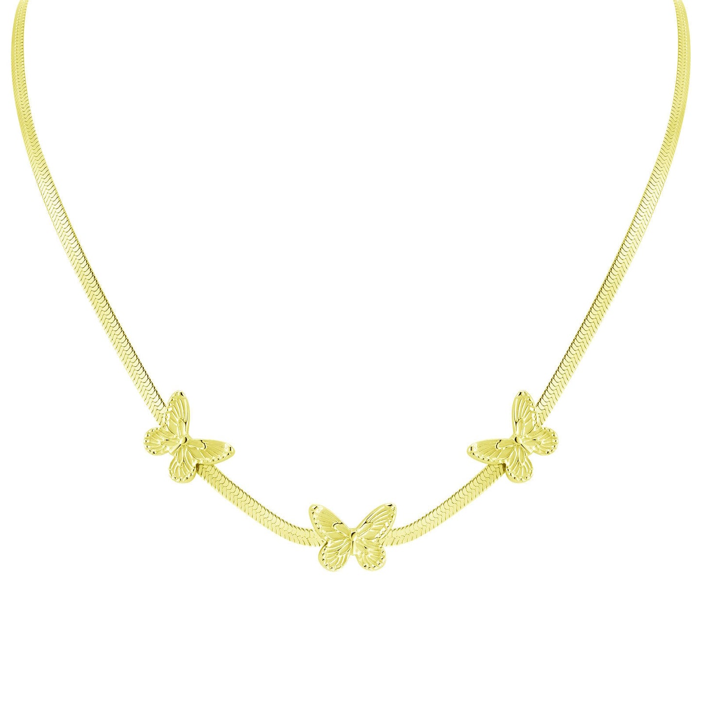 18K gold plated Stainless steel Butterflies necklace