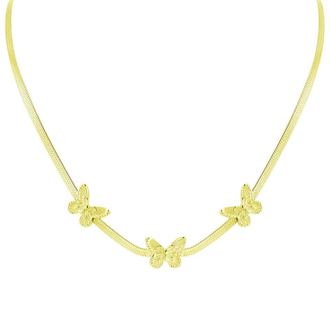 18K gold plated Stainless steel Butterflies necklace