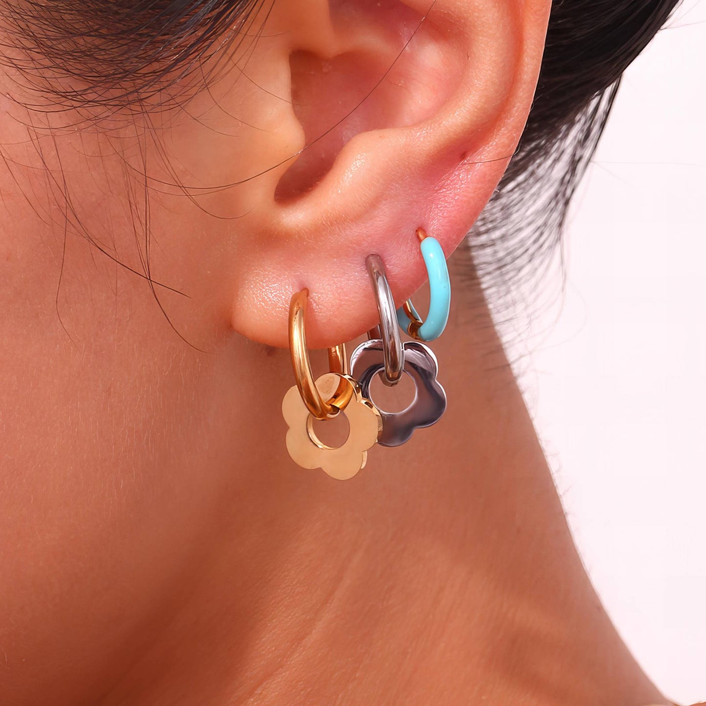 18K gold plated Stainless steel Flowers earrings