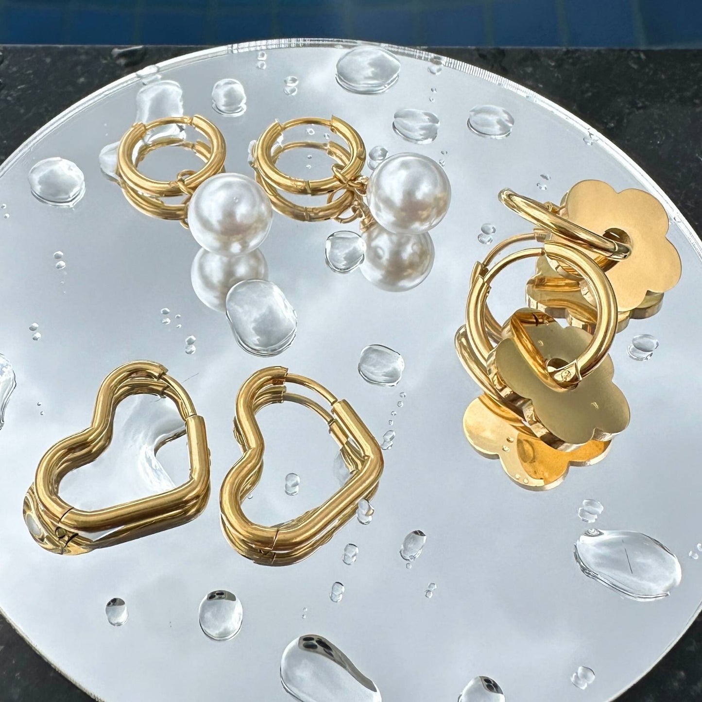 18K gold plated Stainless steel Hearts earrings
