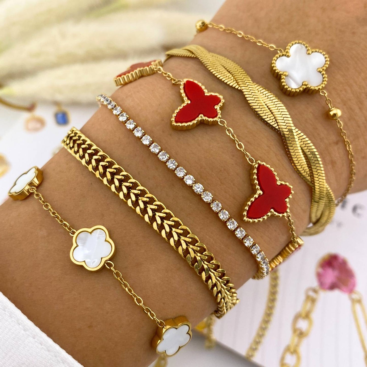 18K gold plated Stainless steel Flower bracelet