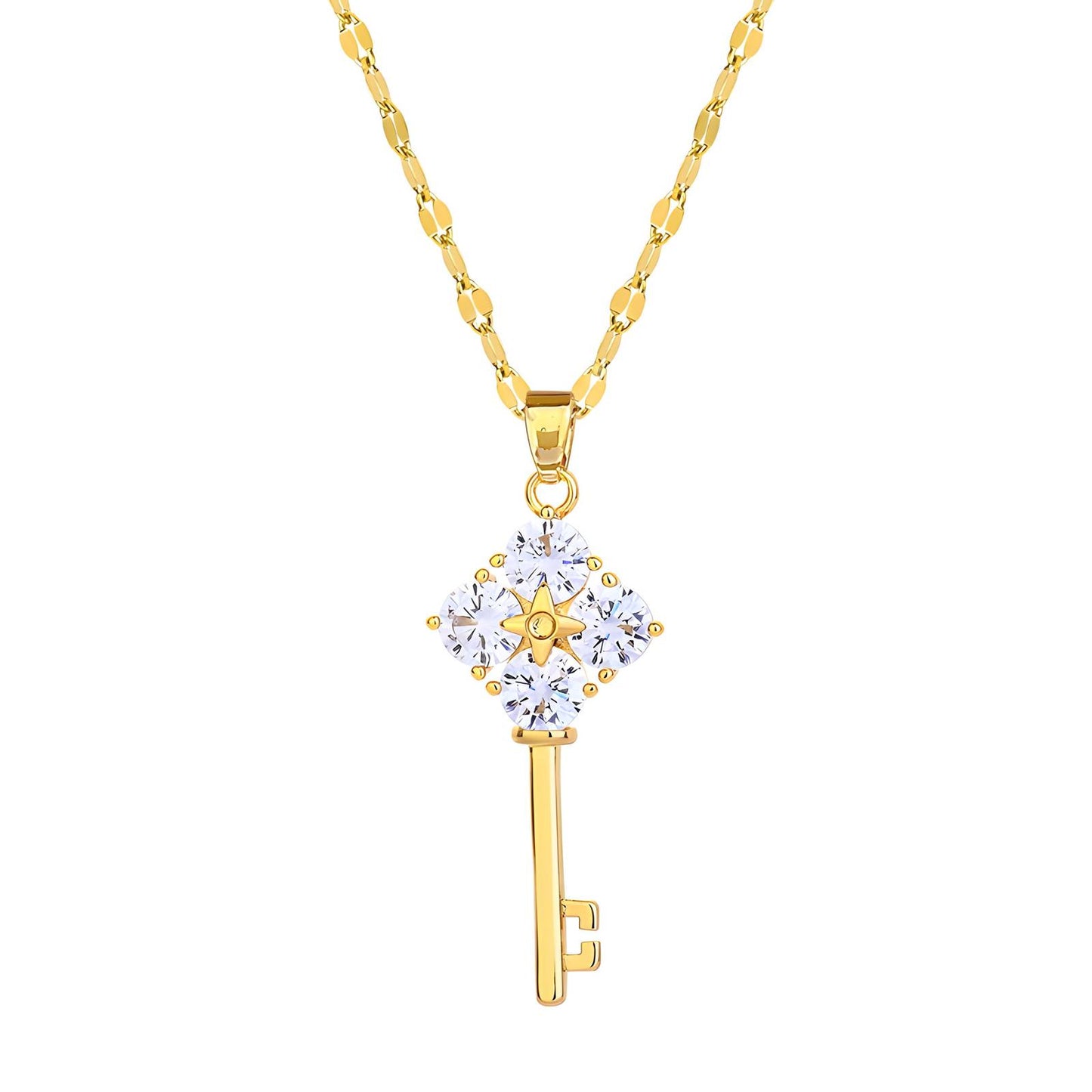 18K gold plated Stainless steel Key necklace