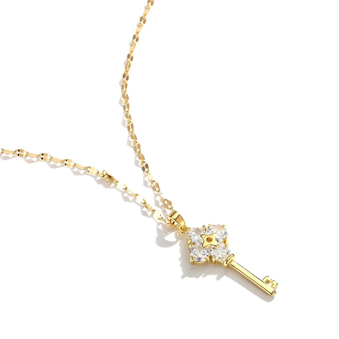 18K gold plated Stainless steel Key necklace