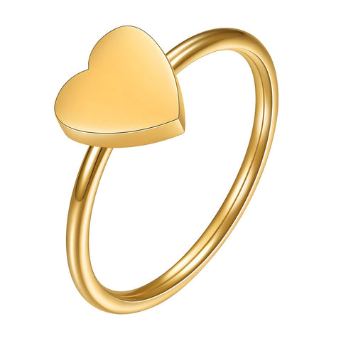 18K gold plated Stainless steel Heart finger ring