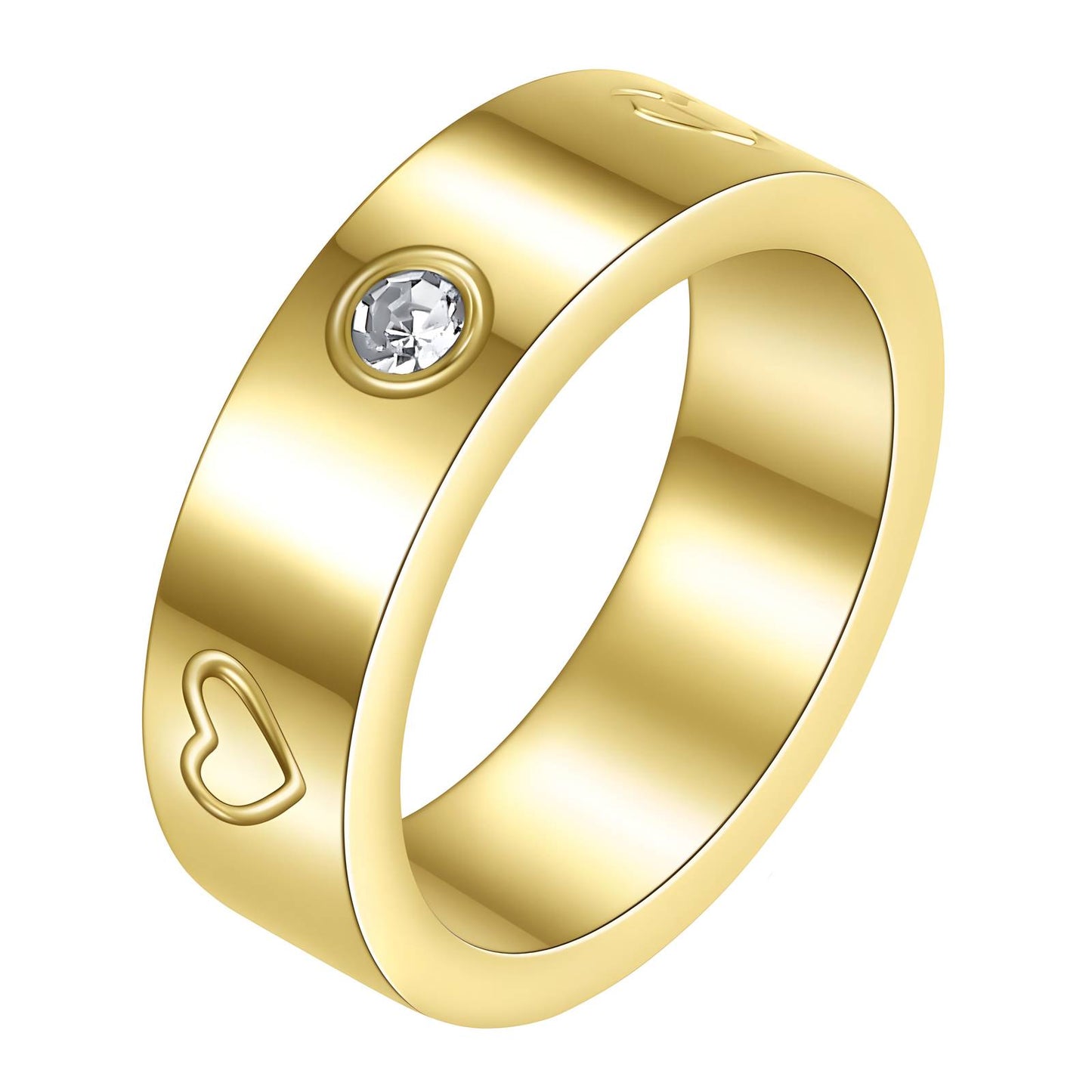 18K gold plated Stainless steel Hearts finger ring