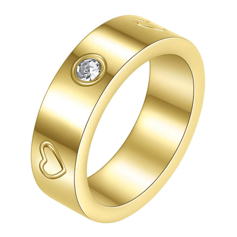 18K gold plated Stainless steel Hearts finger ring