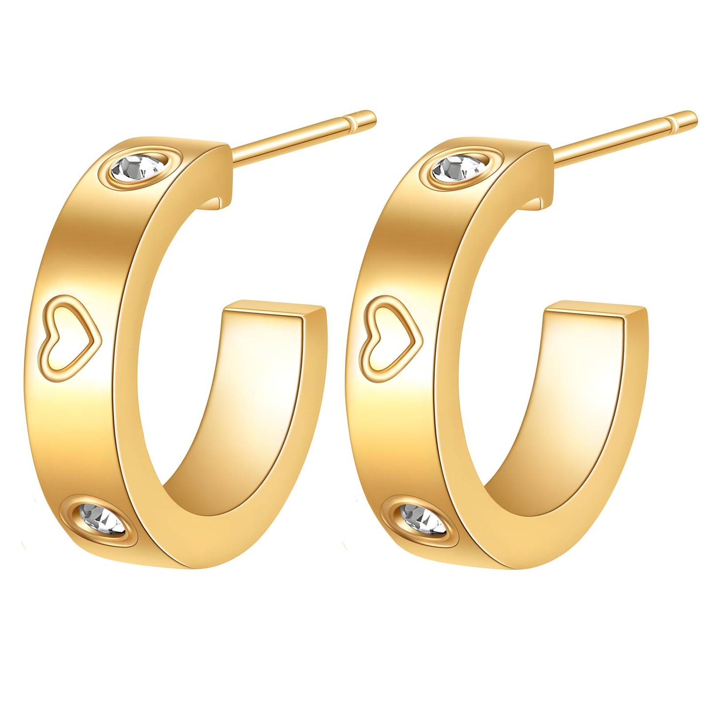 18K gold plated Stainless steel Hearts earrings