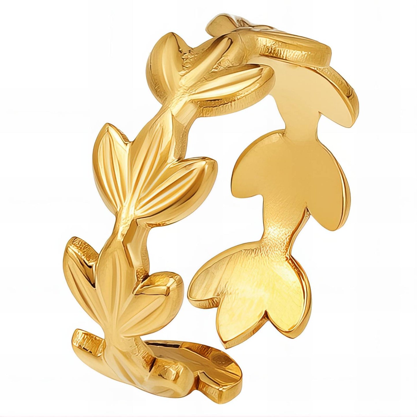18K gold plated Stainless steel Leafs finger ring