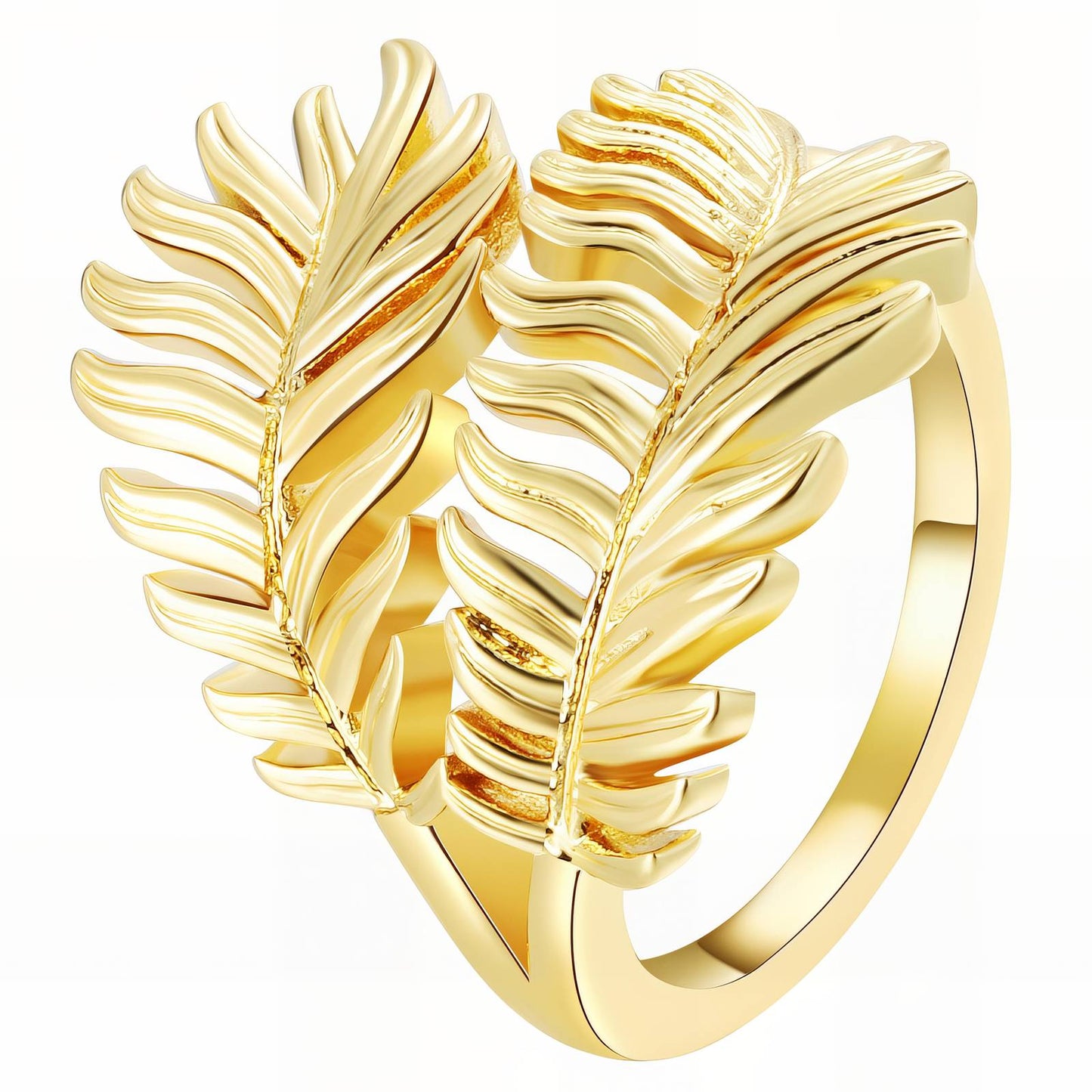 18K gold plated Stainless steel Leafs finger ring